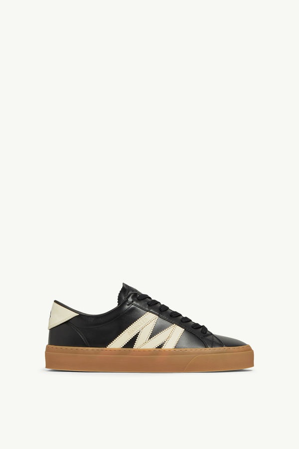 Monaco2 Leather & Nubuck Trainers Men Dark Gray Moncler 0
