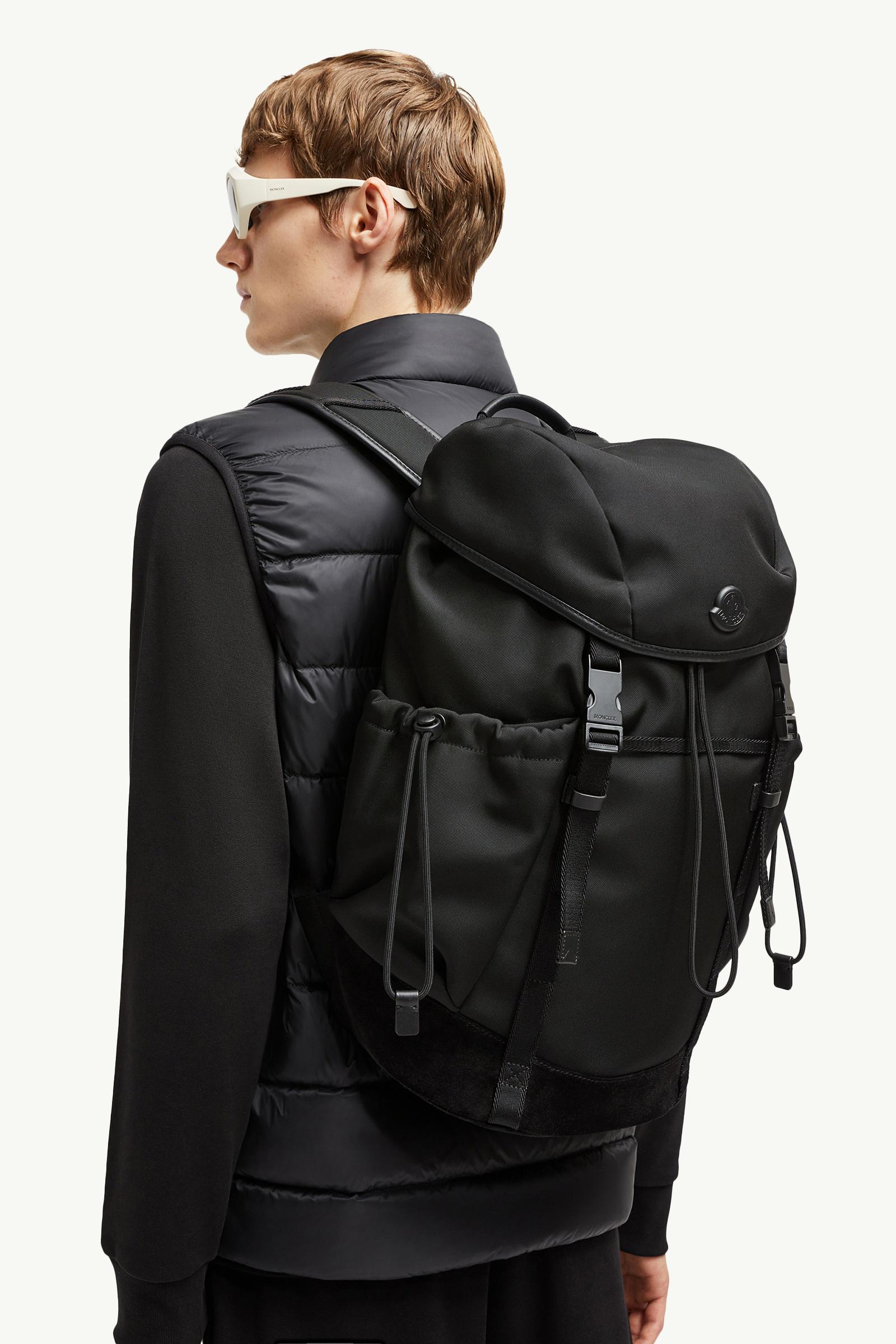 Tech Suede-Trimmed Water-Repellent Backpack Men Black Moncler 1