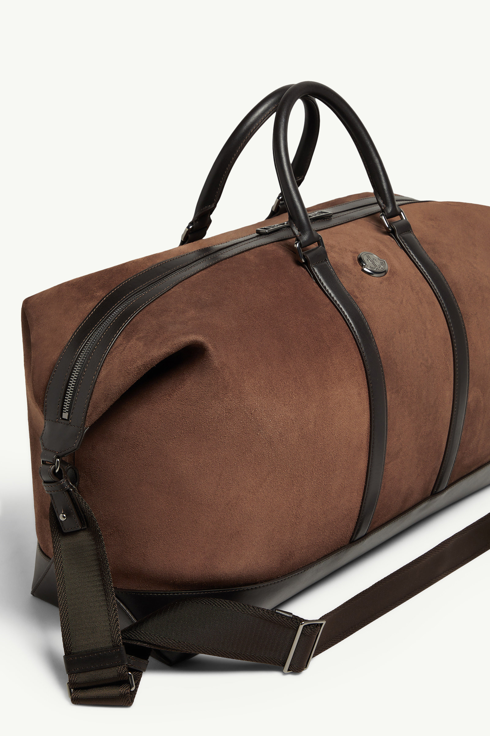 Sac de sport Tech en daim à bordure en cuir Hommes Marron Moncler 2