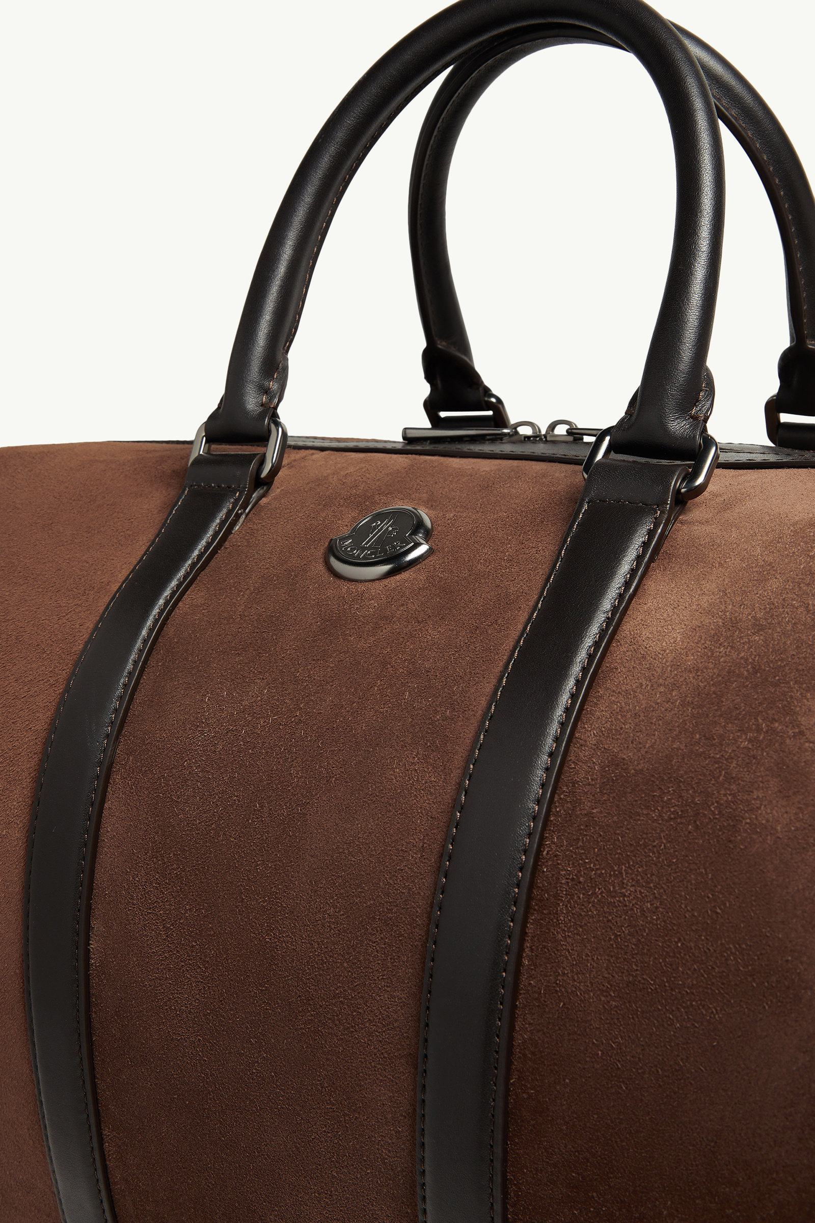 Sac de sport Tech en daim à bordure en cuir Hommes Marron Moncler 5