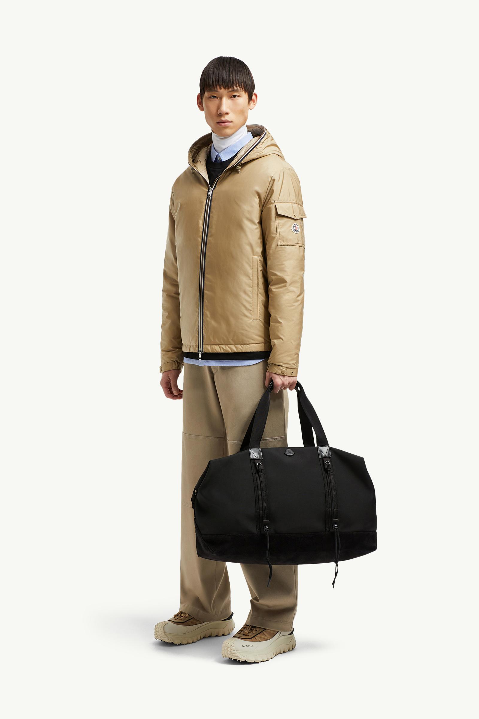 Tech Water-Repellent Leather-Trimmed Duffle Bag Men Black Moncler 1