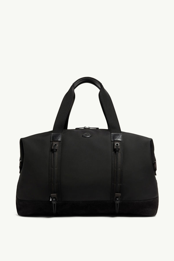 Tech Water-Repellent Leather-Trimmed Duffle Bag Men Black Moncler 0