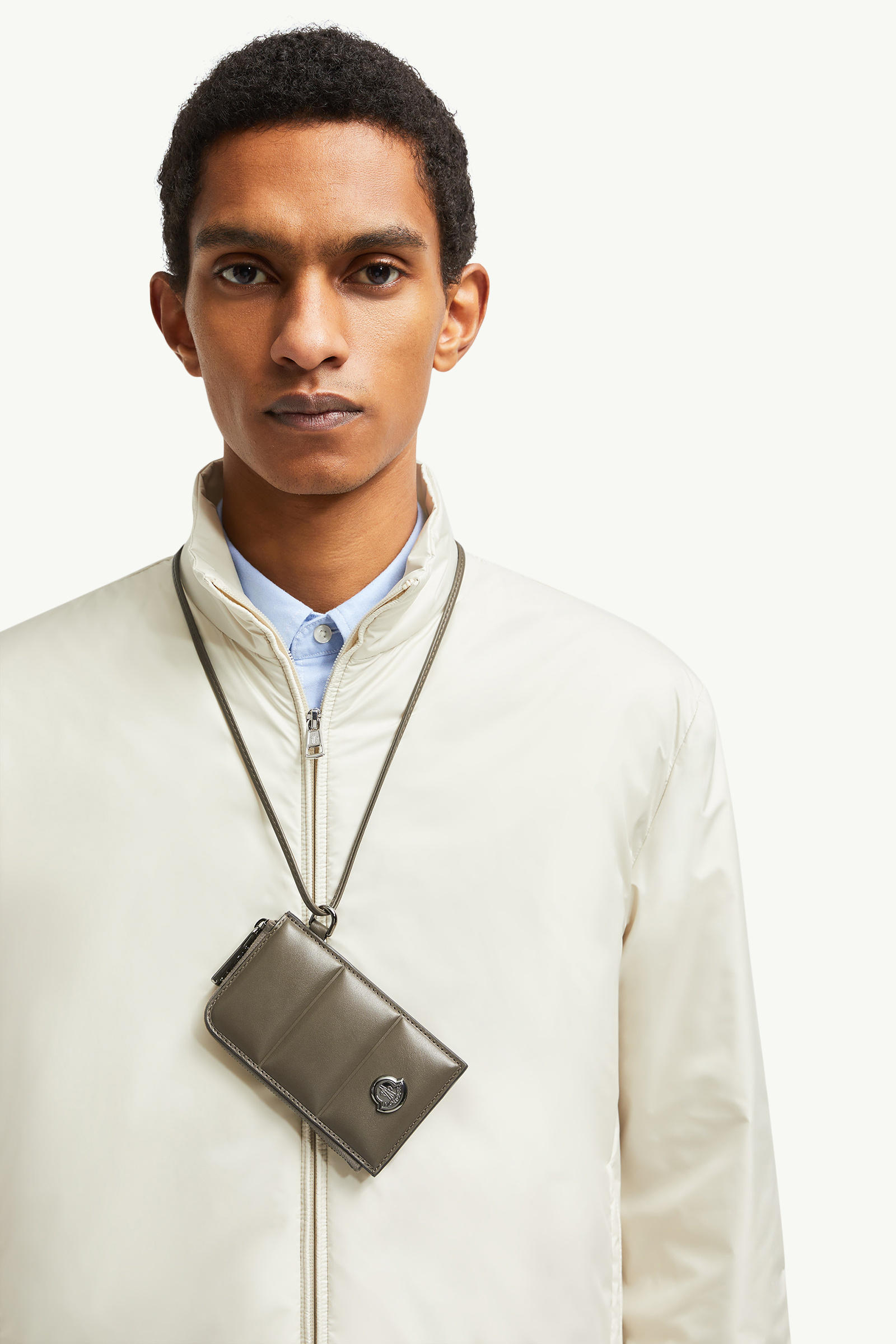Doudoune gestepptes Kartenetui aus Leder Herren Olivgrün Moncler 1