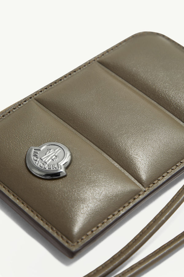 Porte-cartes Doudoune en cuir matelassé Hommes Vert Olive Moncler 2