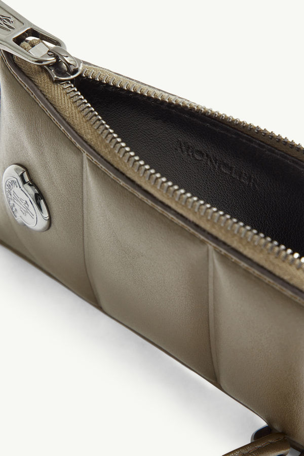 Porte-cartes Doudoune en cuir matelassé Hommes Vert Olive Moncler 4