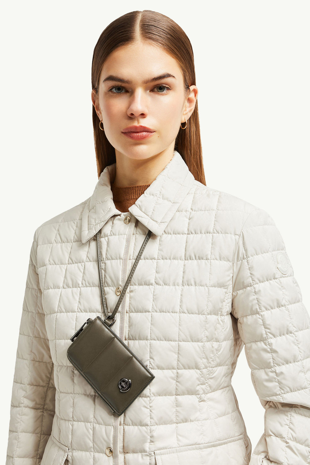 Porte-cartes Doudoune en cuir matelassé Hommes Vert Olive Moncler 6