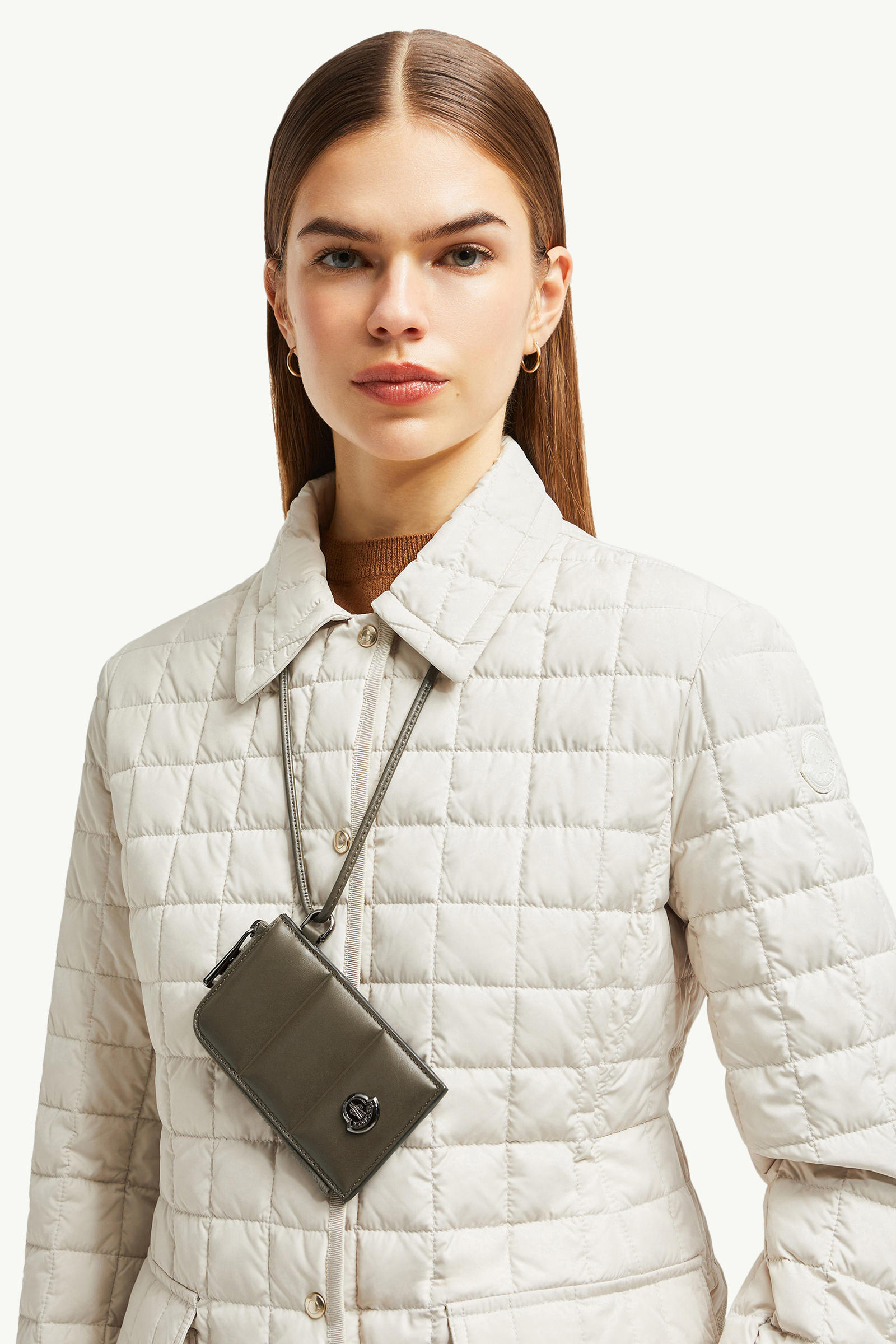Tarjetero acolchado de piel Doudoune Hombre Verde Oliva Moncler 6