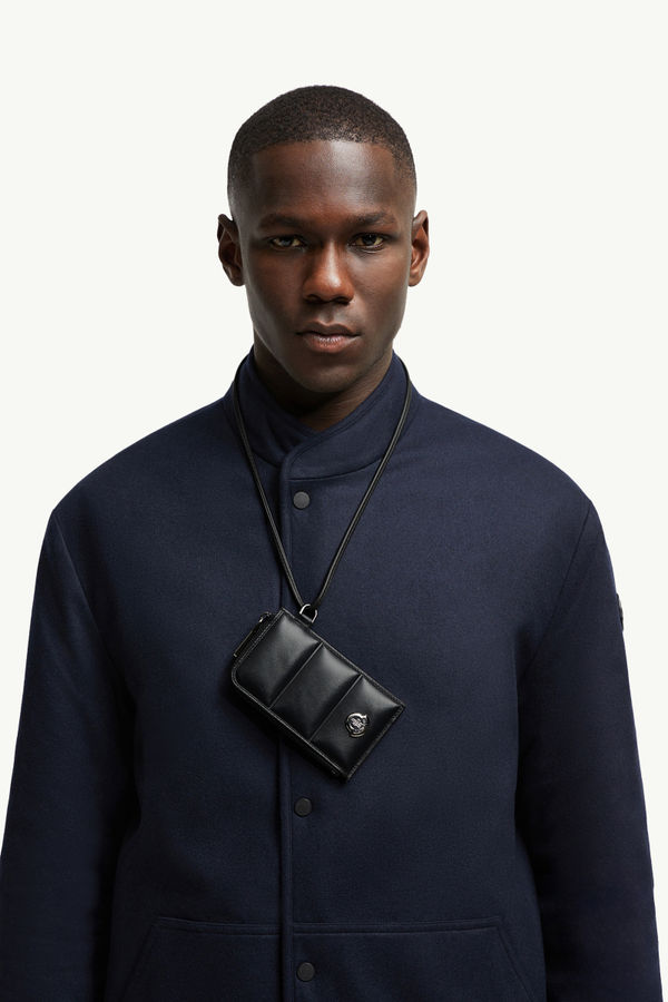 Tarjetero acolchado de piel Doudoune Hombre Negro Moncler 1