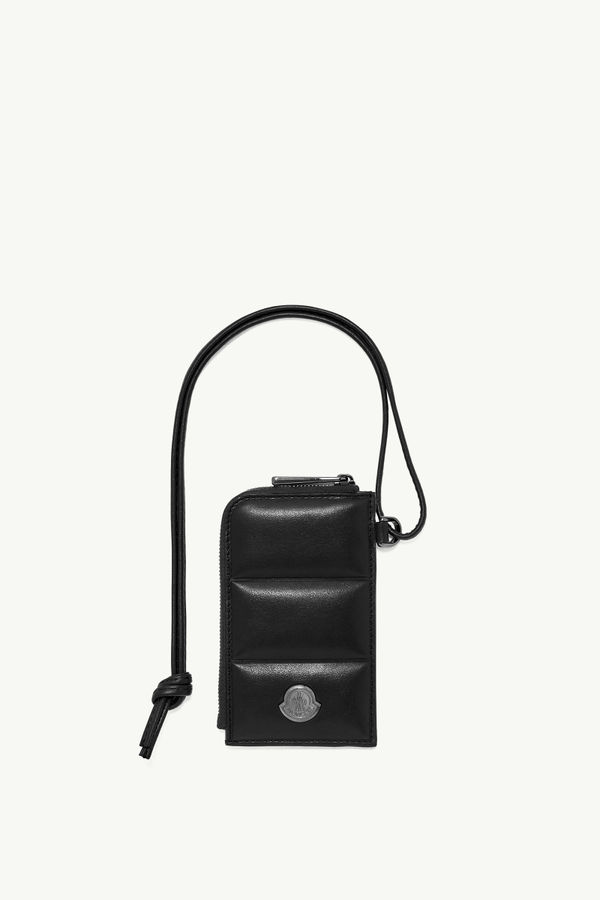 Tarjetero acolchado de piel Doudoune Hombre Negro Moncler 0