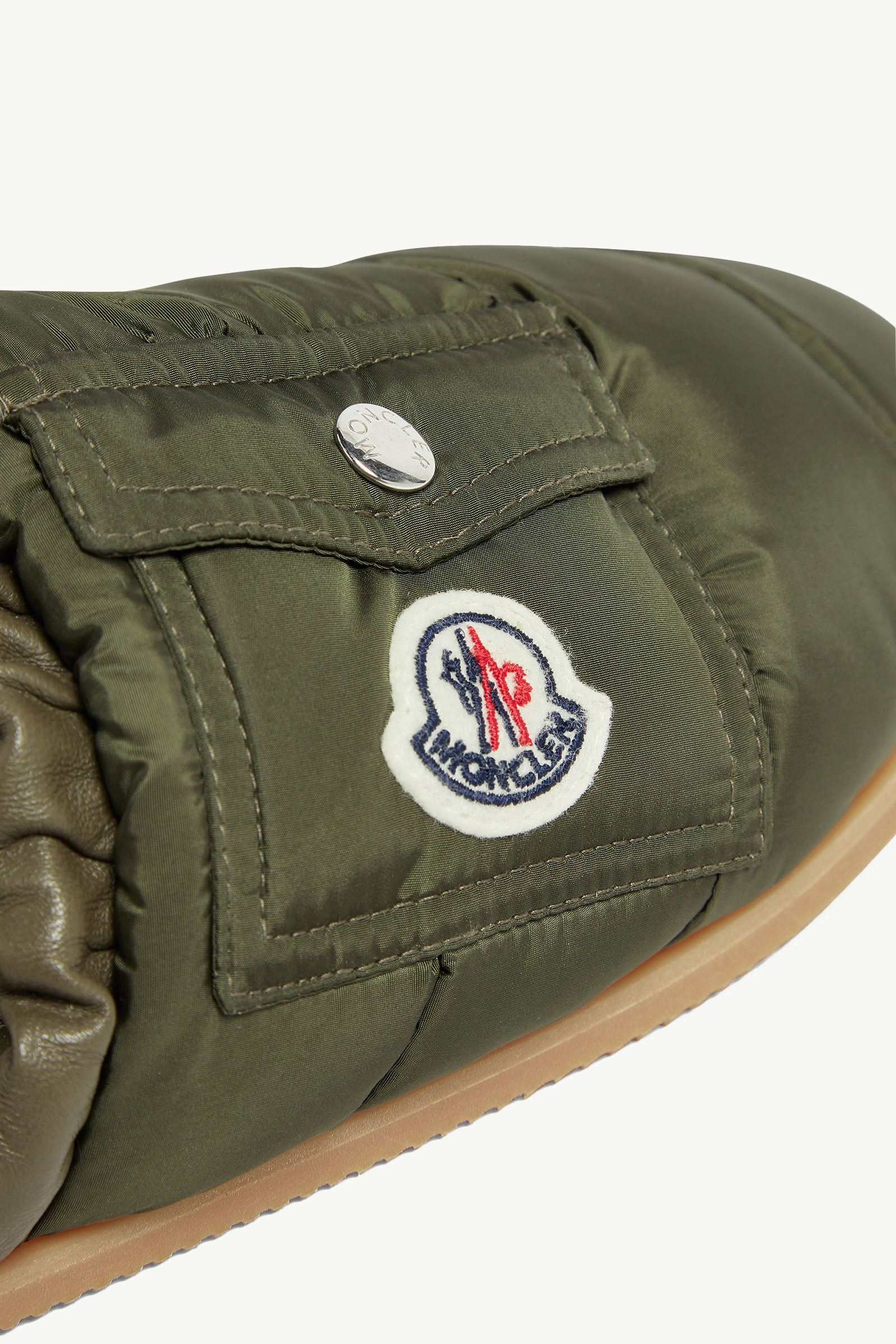 Mon Pocket Padded Leather Mules Women Dark Green Moncler 3