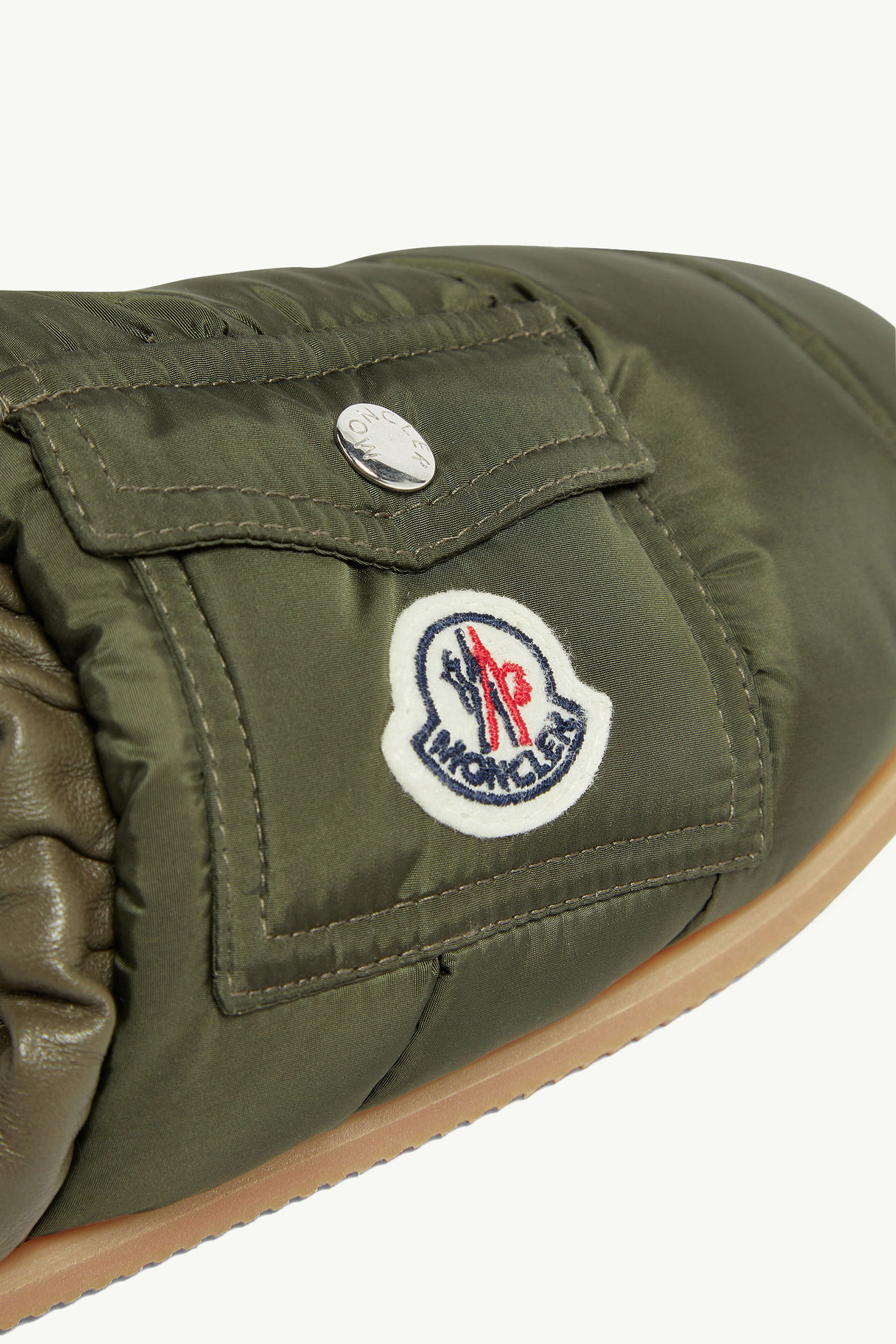 Mon Pocket Pantoletten aus gepolstertem Leder Damen Dunkelgrün Moncler 3