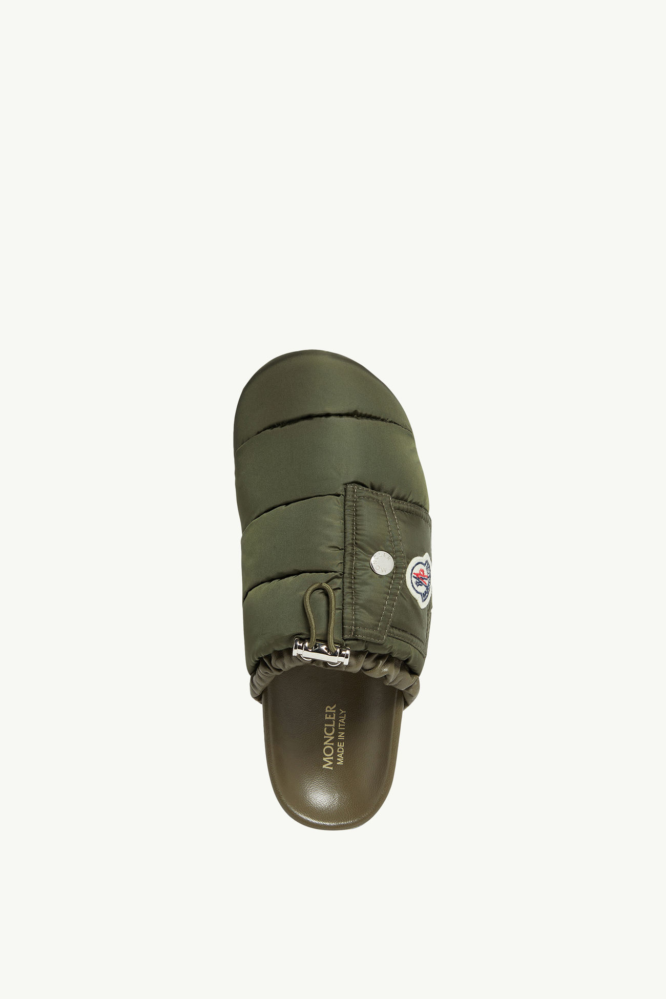 Mon Pocket Pantoletten aus gepolstertem Leder Damen Dunkelgrün Moncler 4