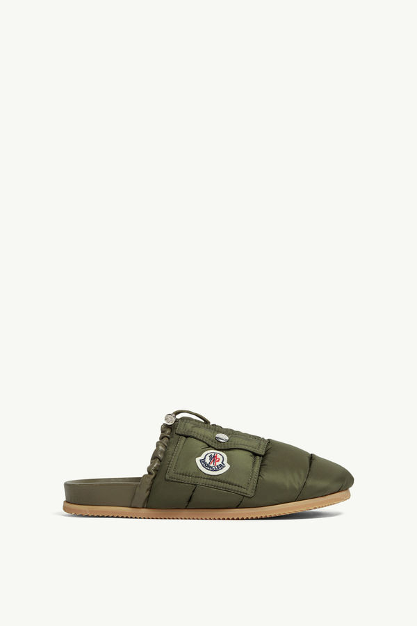 Mon Pocket Padded Leather Mules Women Dark Green Moncler 0