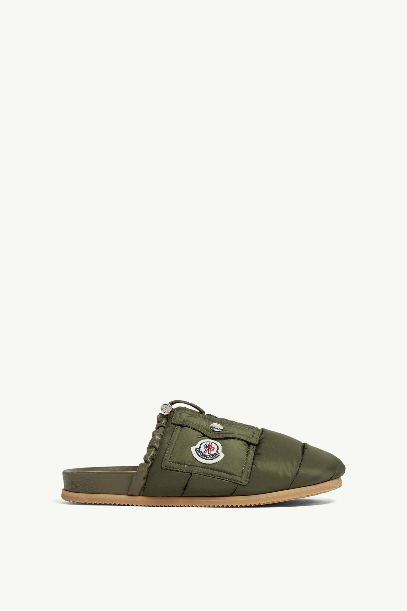 Mon Pocket Pantoletten aus gepolstertem Leder Damen Dunkelgrün Moncler 0