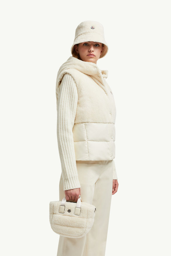 Mini-cabas Caradoc en shearling Femmes Blanc Moncler 1