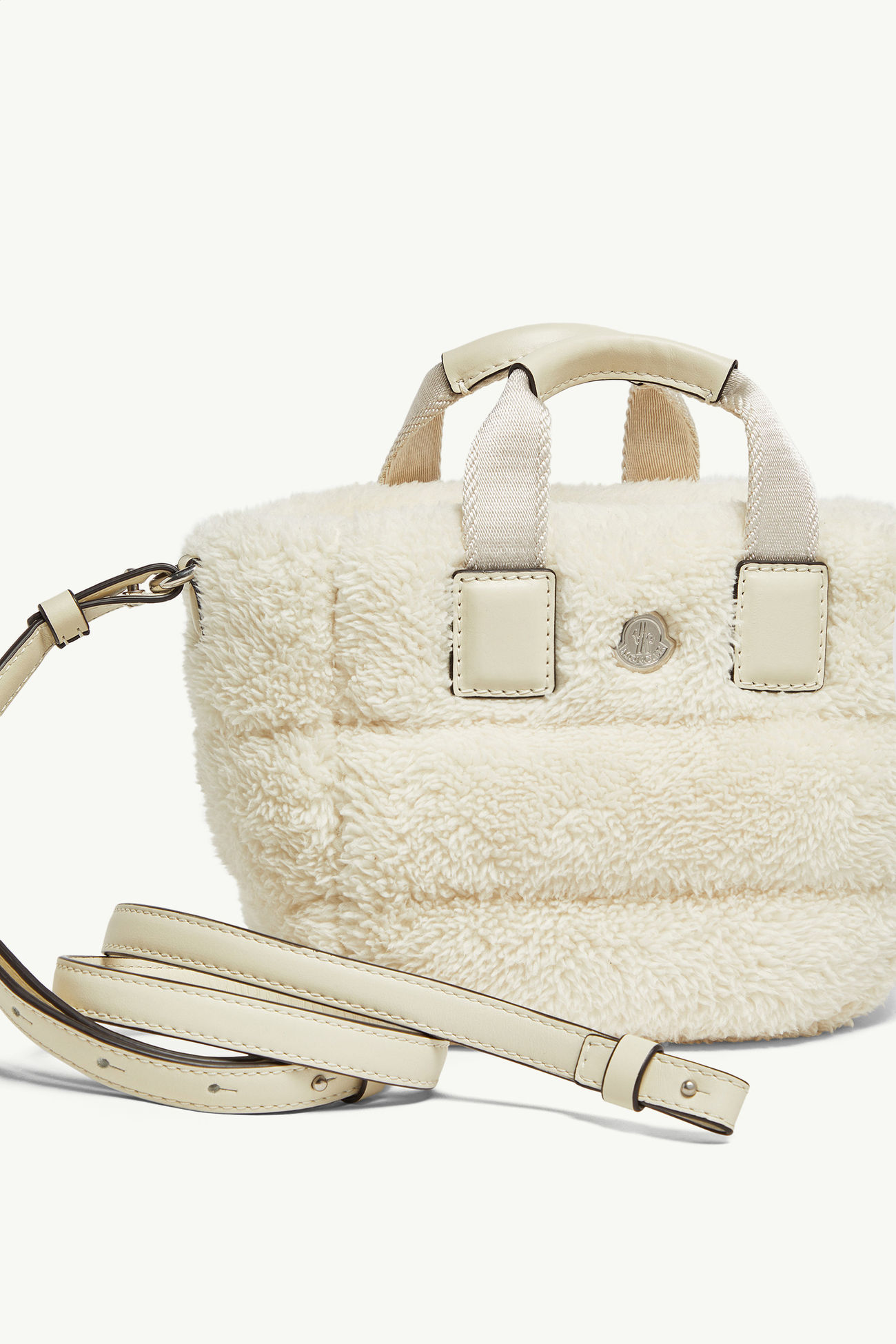 Mini-cabas Caradoc en shearling Femmes Blanc Moncler 2