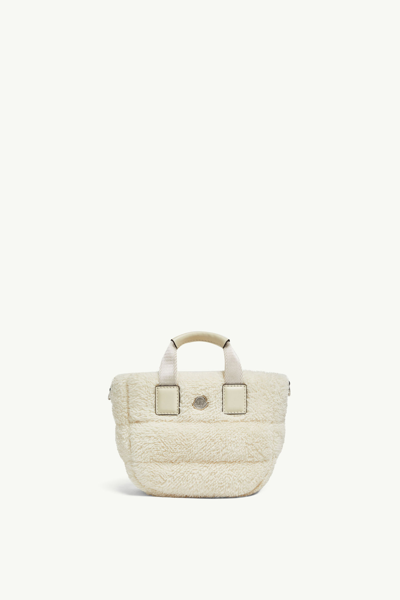 Borsa tote mini Caradoc in shearling Donna Bianco Moncler 0