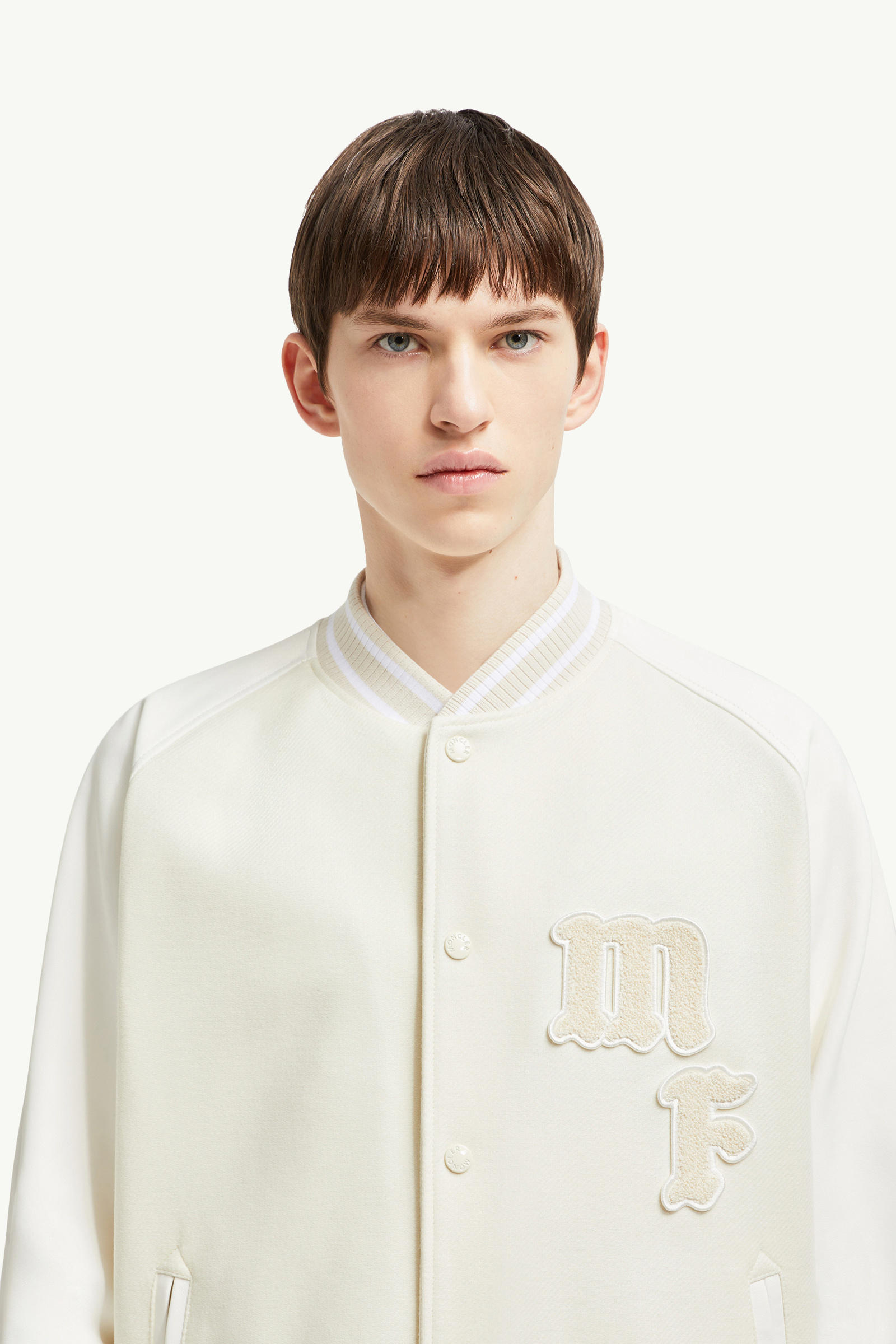 Moncler x FRGMT Loki Wool & Leather Varsity Jacket Men Light Beige Moncler 1