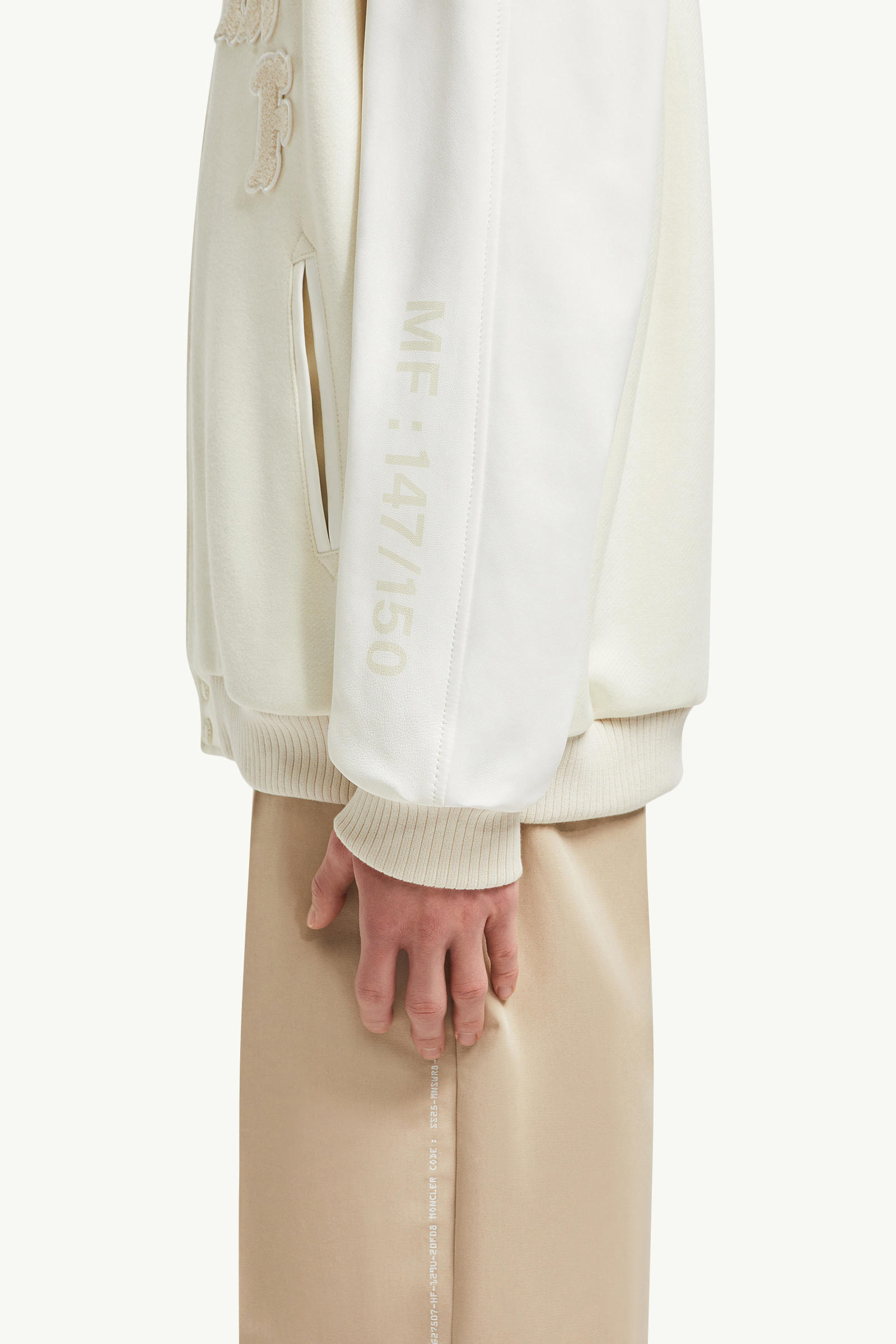 Moncler x FRGMT Loki Wool & Leather Varsity Jacket Men Light Beige Moncler 6
