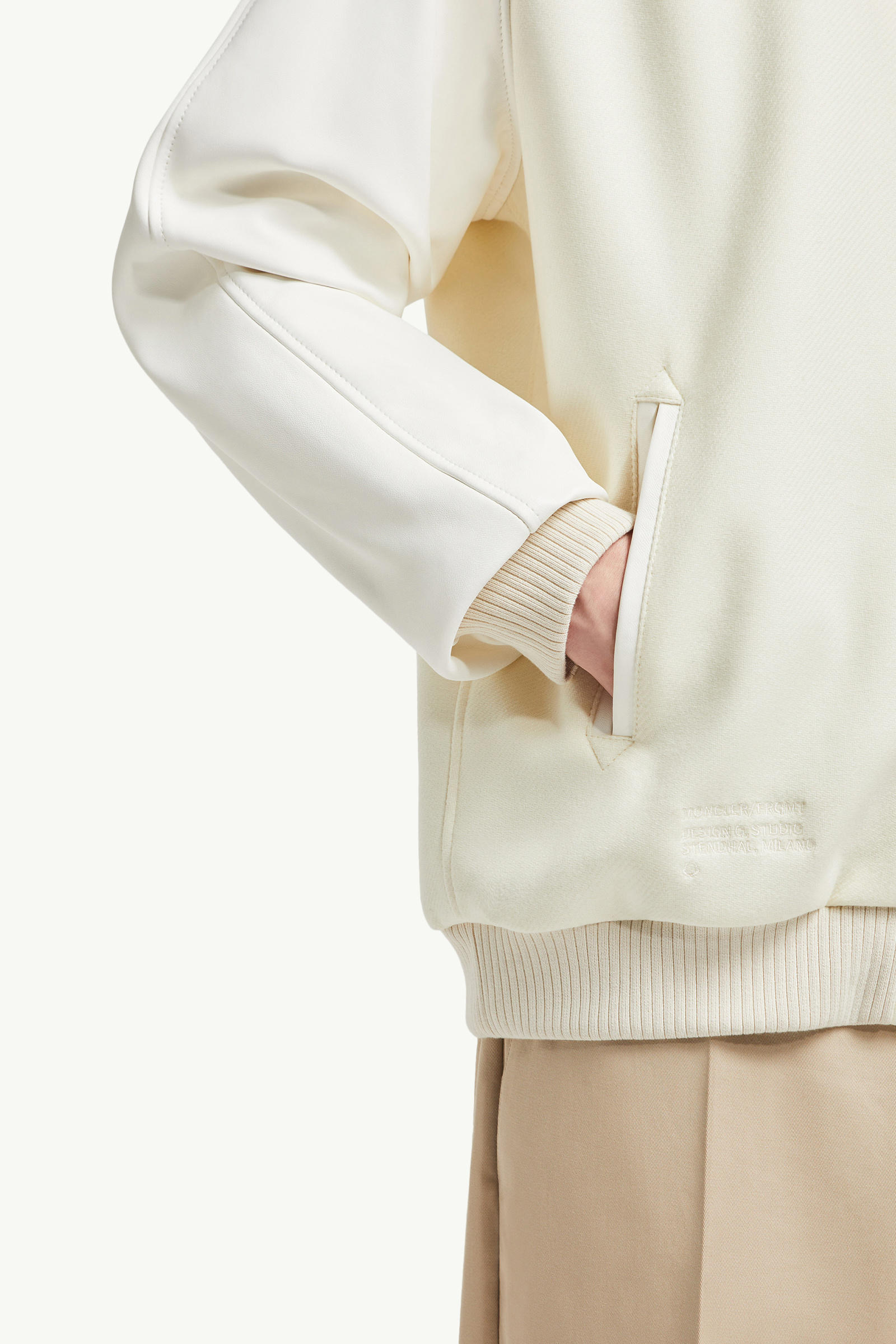 Moncler x FRGMT Loki Wool & Leather Varsity Jacket Men Light Beige Moncler 7