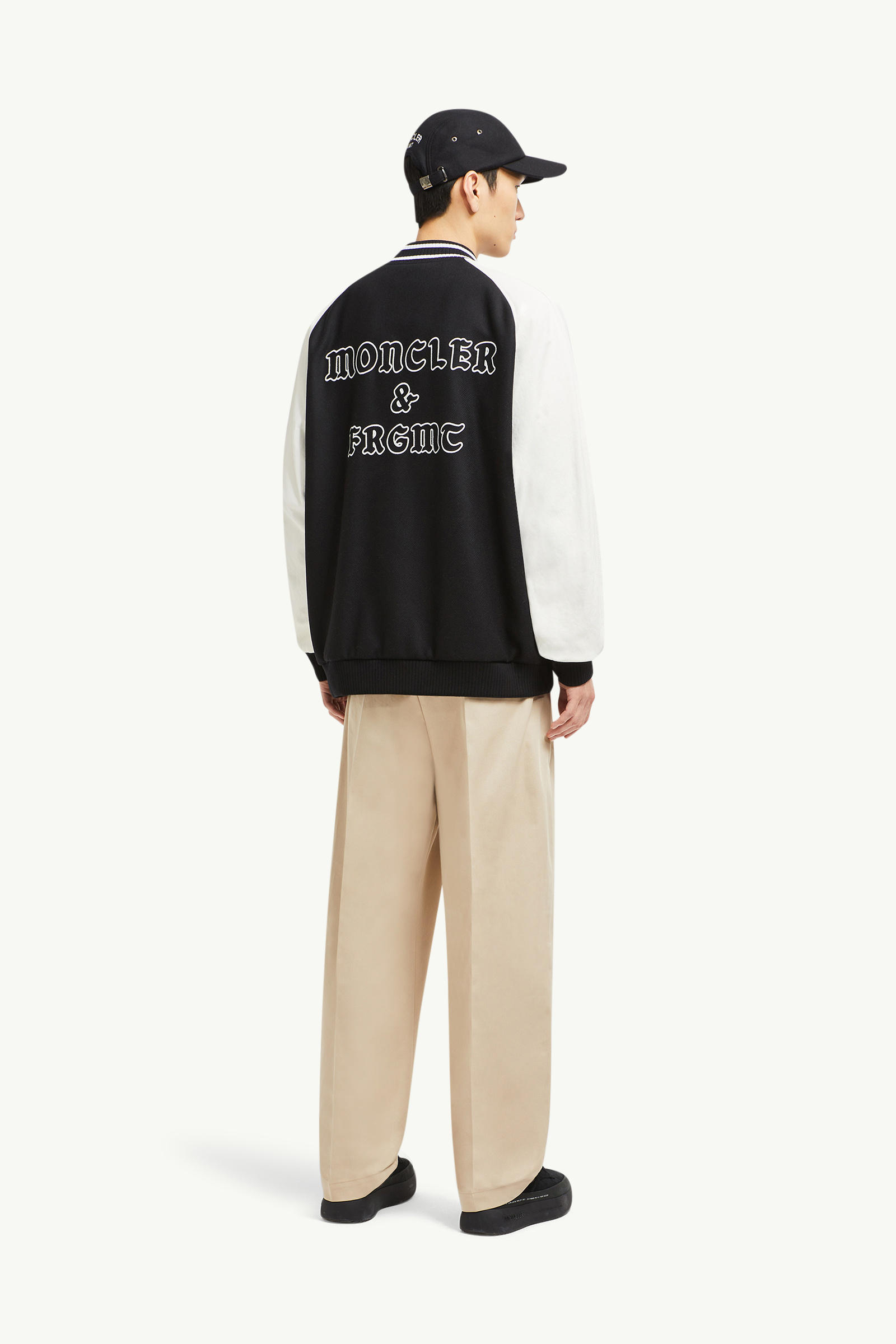 Chaqueta universitaria de piel y lana Moncler x FRGMT Loki Hombre Negro Moncler 0