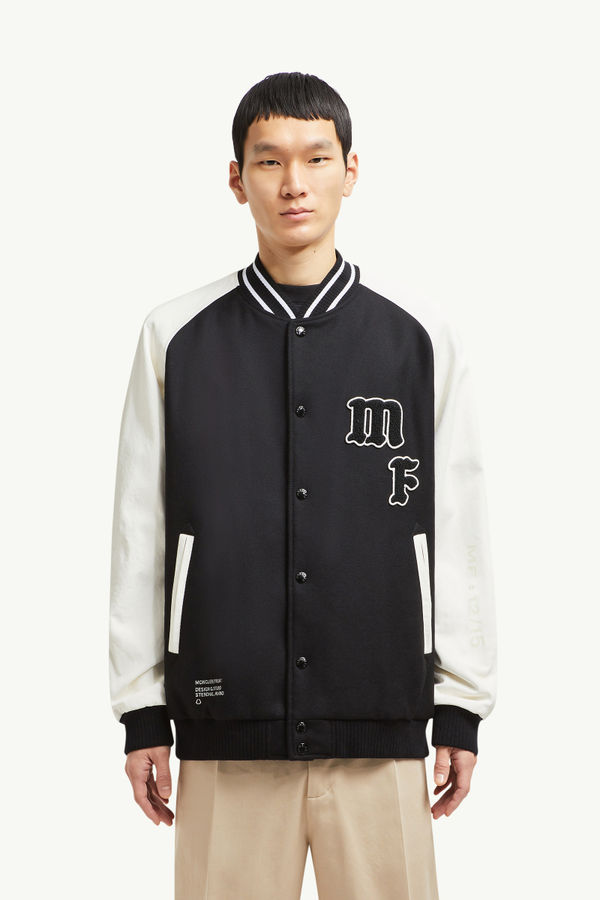 Moncler x FRGMT Loki Wool & Leather Varsity Jacket Men Black Moncler 3