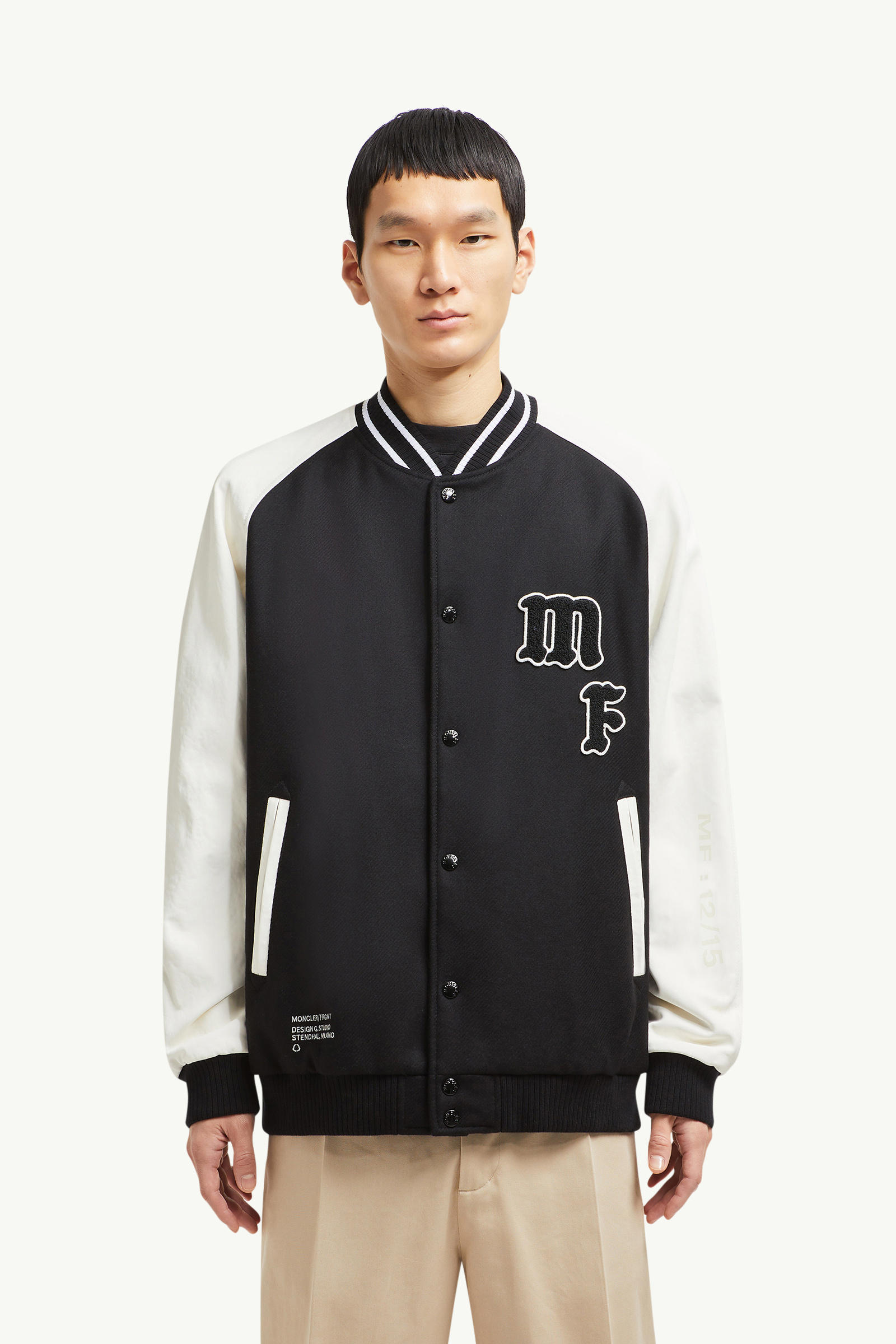 Moncler x FRGMT Loki Wool & Leather Varsity Jacket Men Black Moncler 3