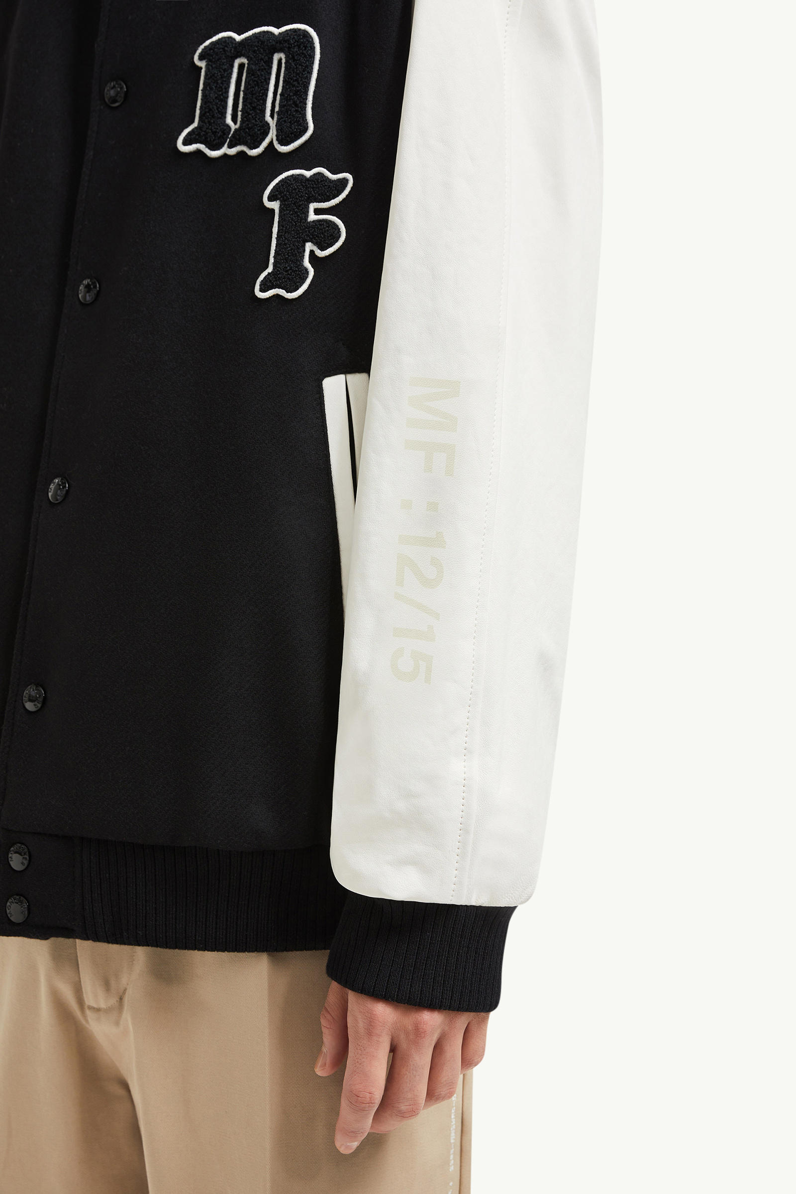 Moncler x FRGMT Loki Wool & Leather Varsity Jacket Men Black Moncler 5