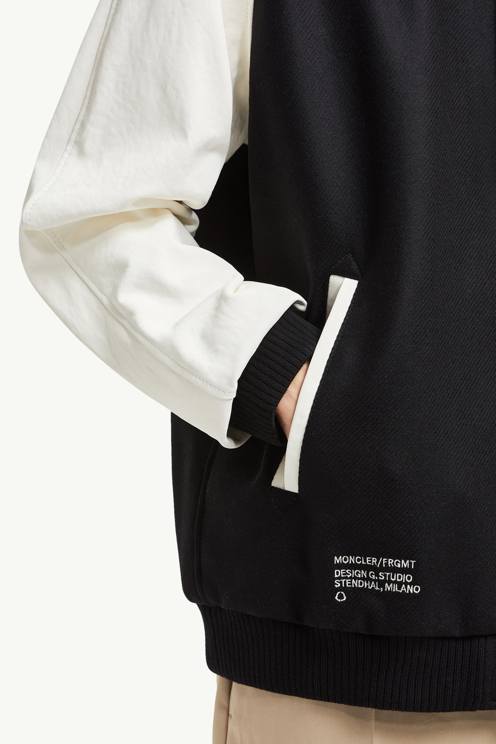 Chaqueta universitaria de piel y lana Moncler x FRGMT Loki Hombre Negro Moncler 6