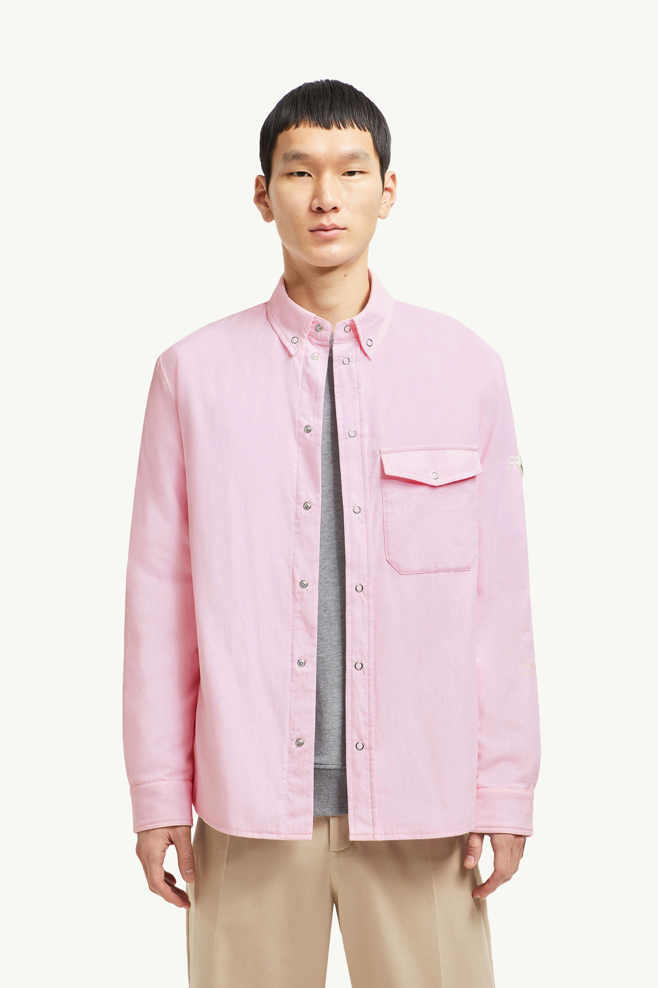 Moncler x FRGMT gepolsterte Hemdjacke Herren Hellpink Moncler 0
