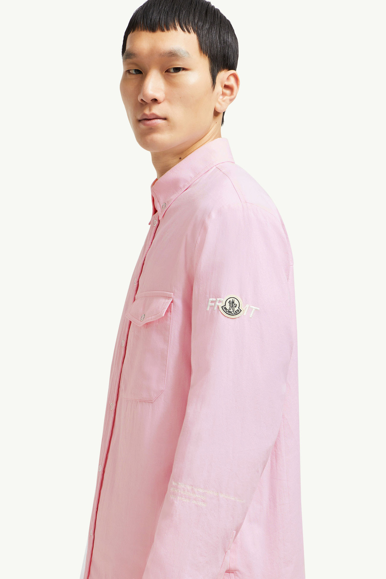 Moncler x FRGMT gepolsterte Hemdjacke Herren Hellpink Moncler 1
