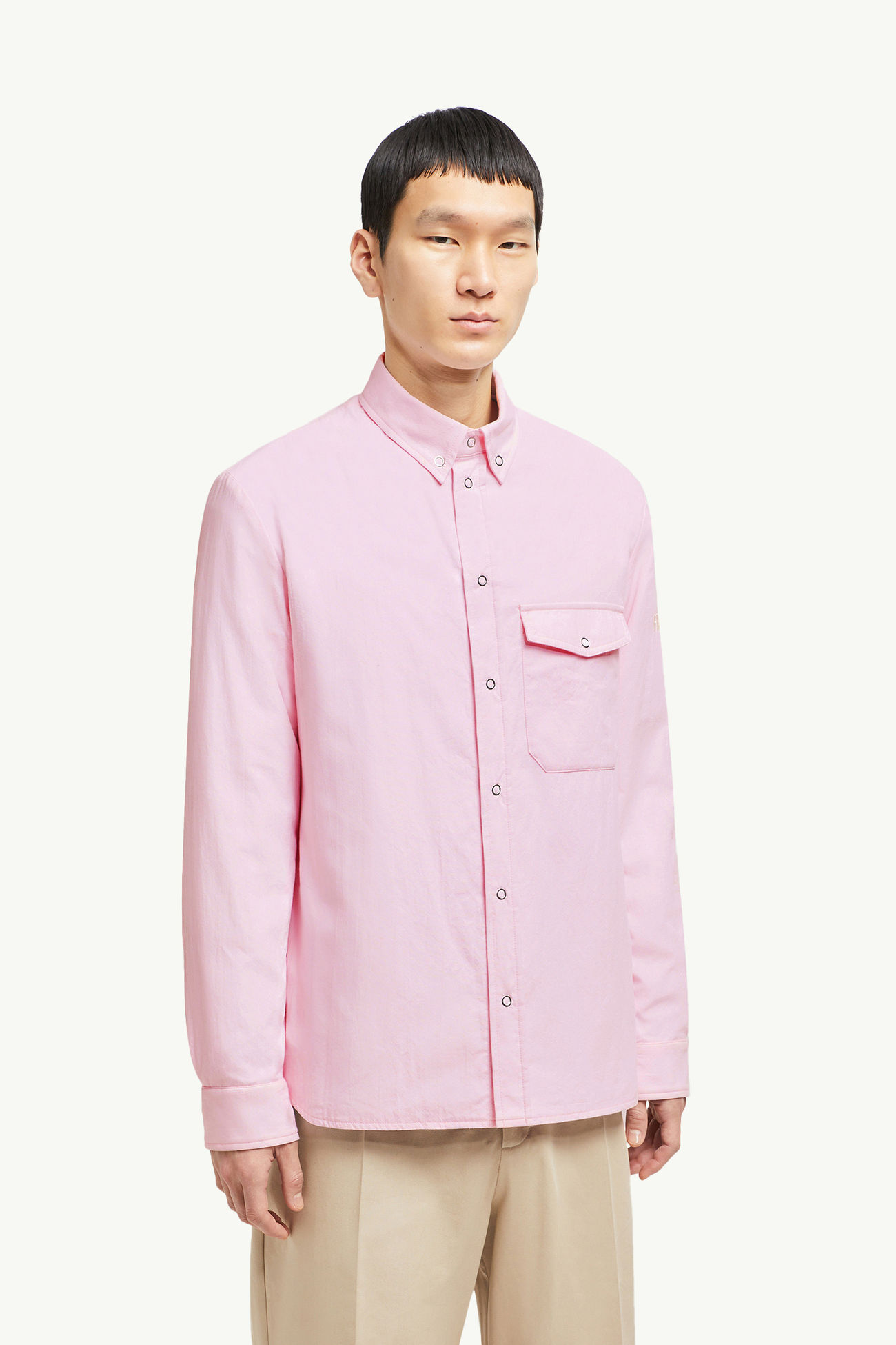 Moncler x FRGMT gepolsterte Hemdjacke Herren Hellpink Moncler 3