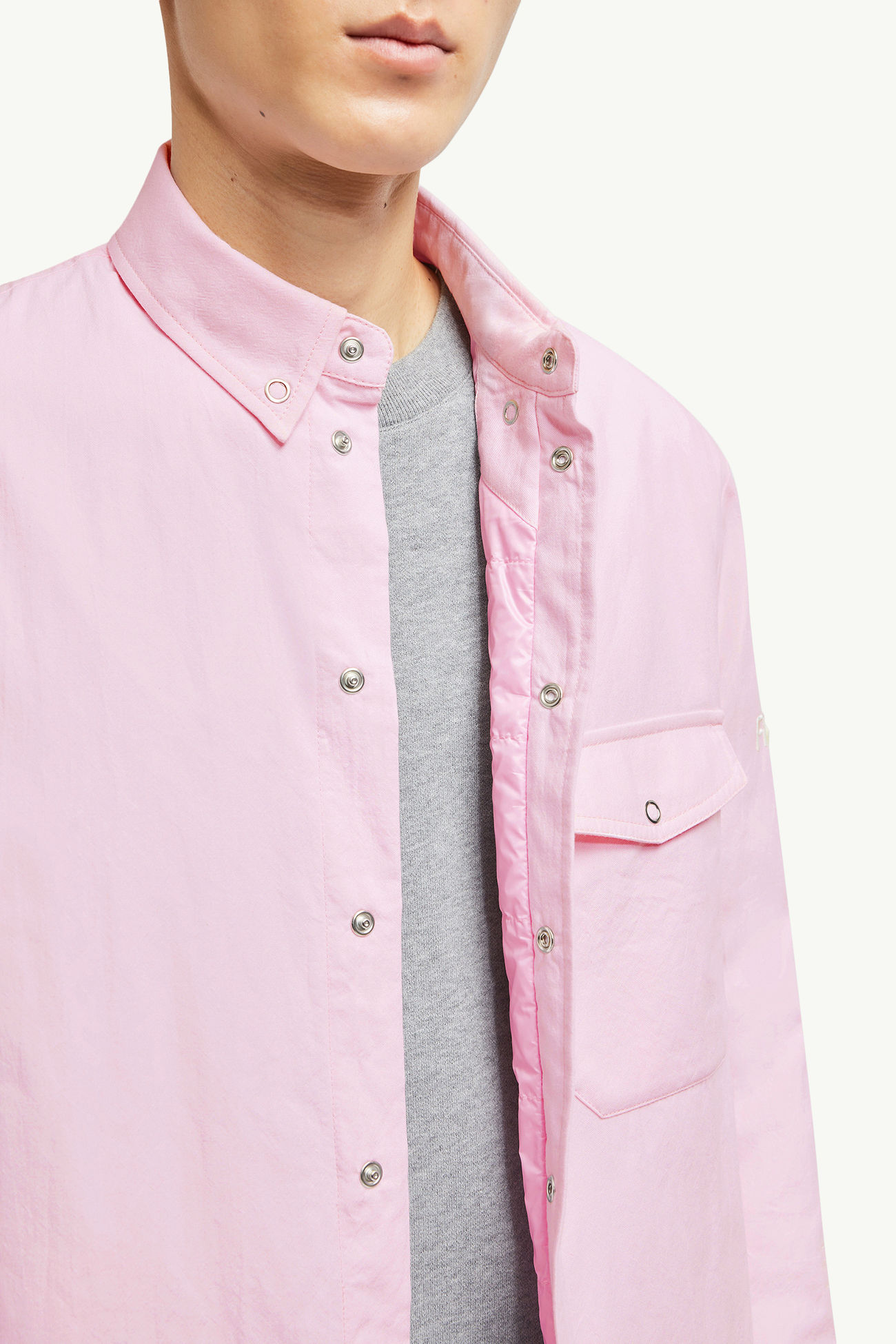 Moncler x FRGMT gepolsterte Hemdjacke Herren Hellpink Moncler 6