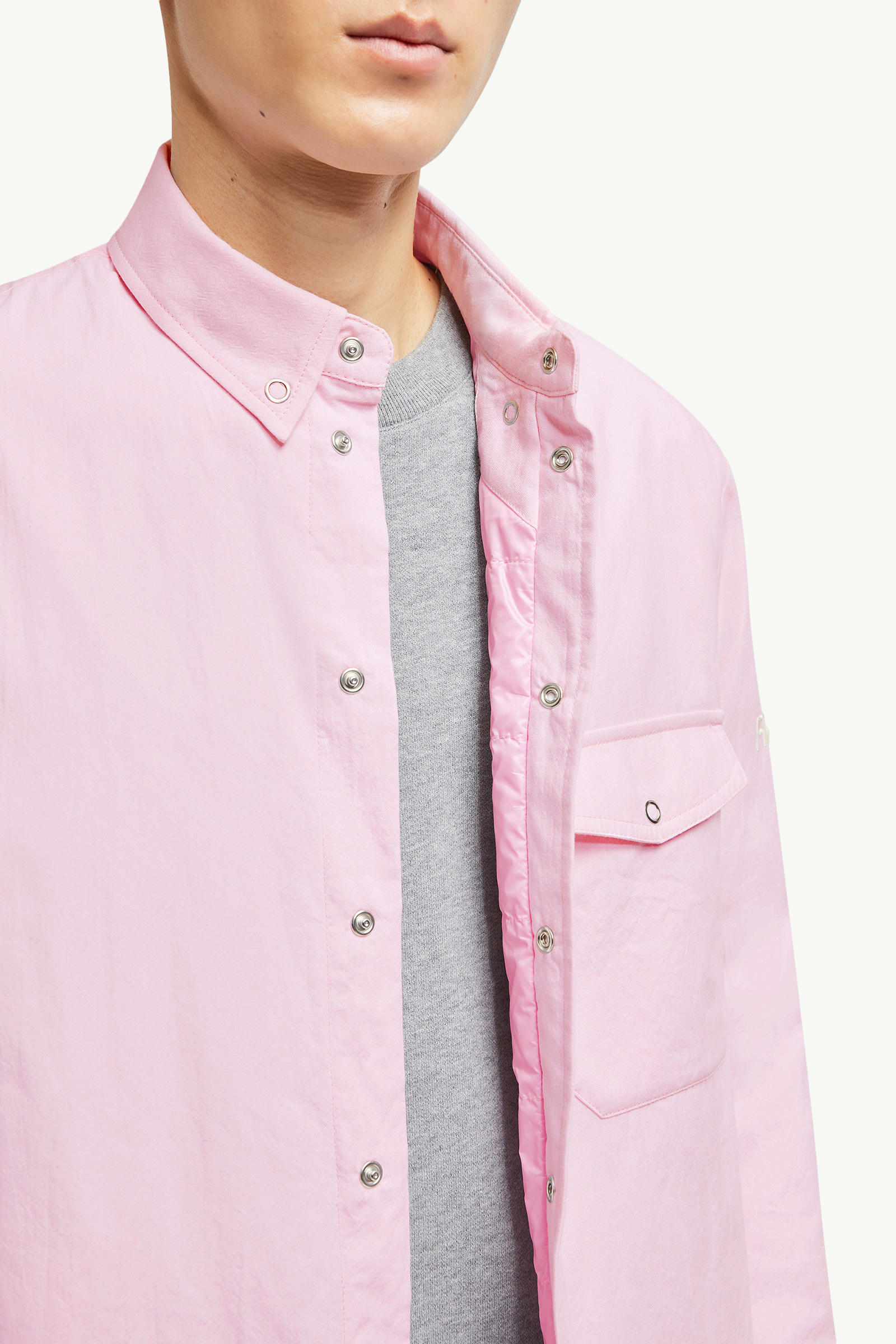 Moncler x FRGMT Padded Shirt Jacket Men Light Pink Moncler 6
