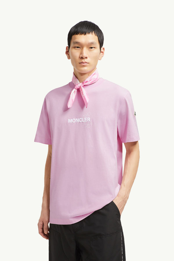 Moncler x FRGMT Cartoon Logo Cotton T-Shirt Men Light Pink Moncler 0