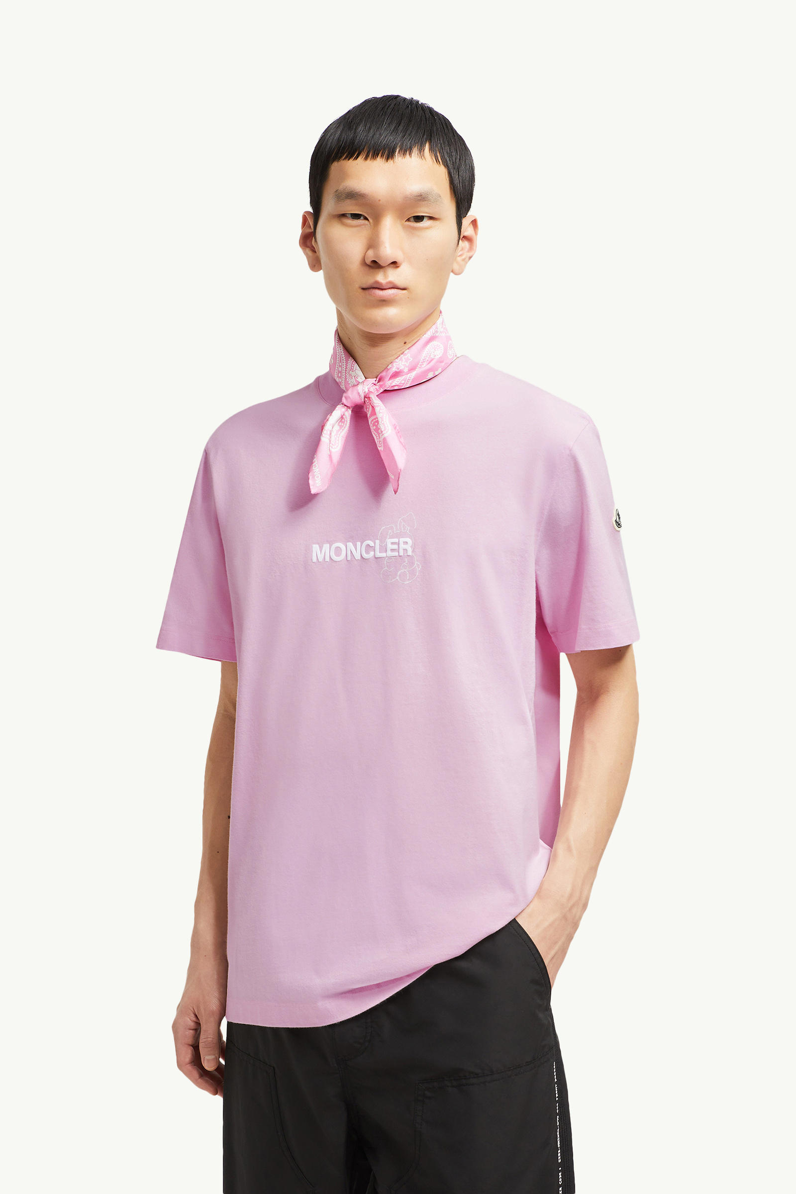 Moncler x FRGMT Cartoon Logo Cotton T-Shirt Men Light Pink Moncler 0