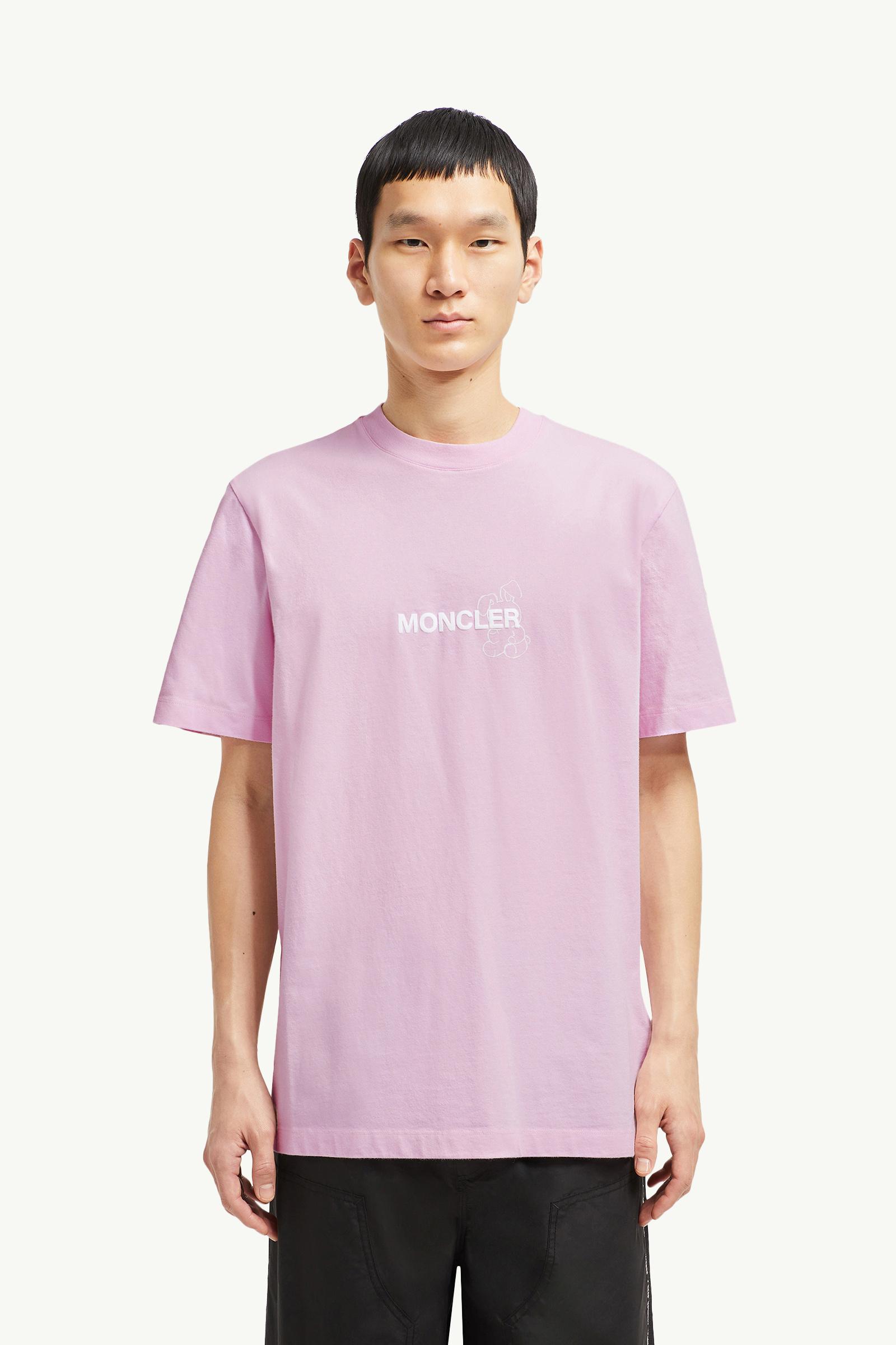 Light Pink Moncler x FRGMT Cartoon Logo Cotton T-Shirt