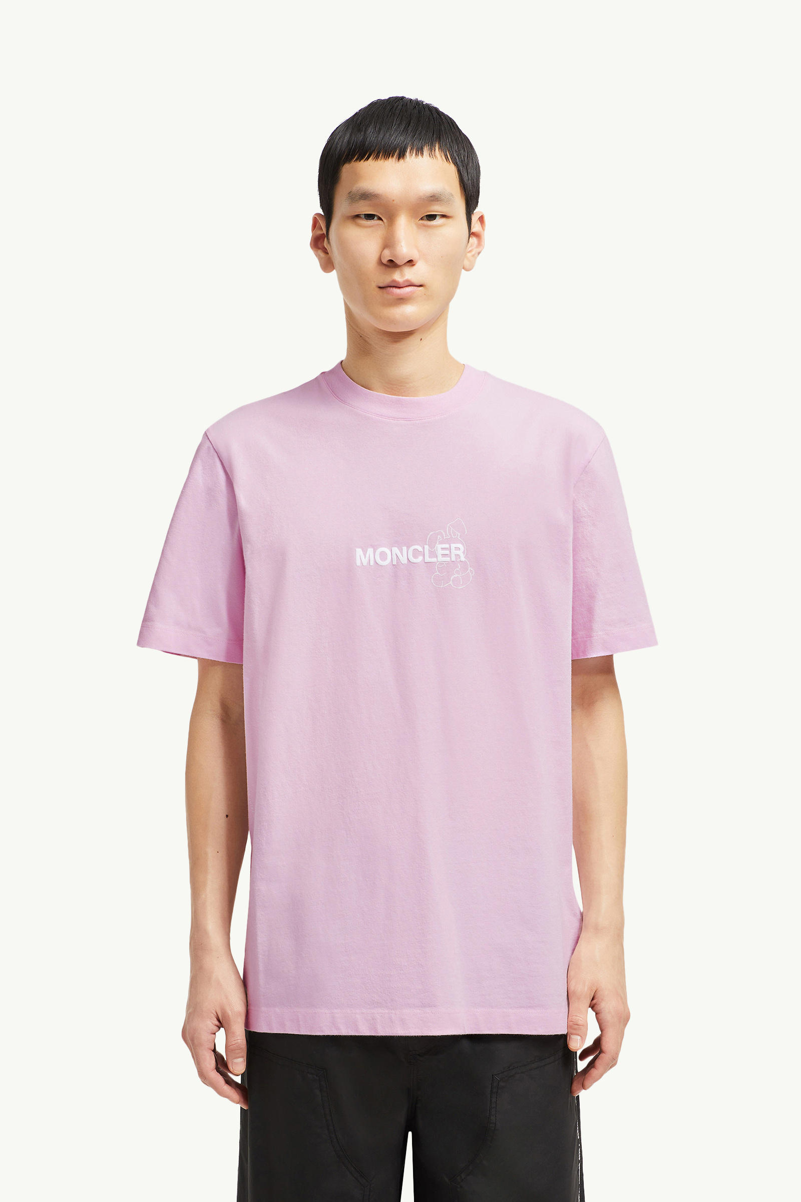 Moncler x FRGMT Cartoon Logo Cotton T-Shirt Men Light Pink Moncler 3
