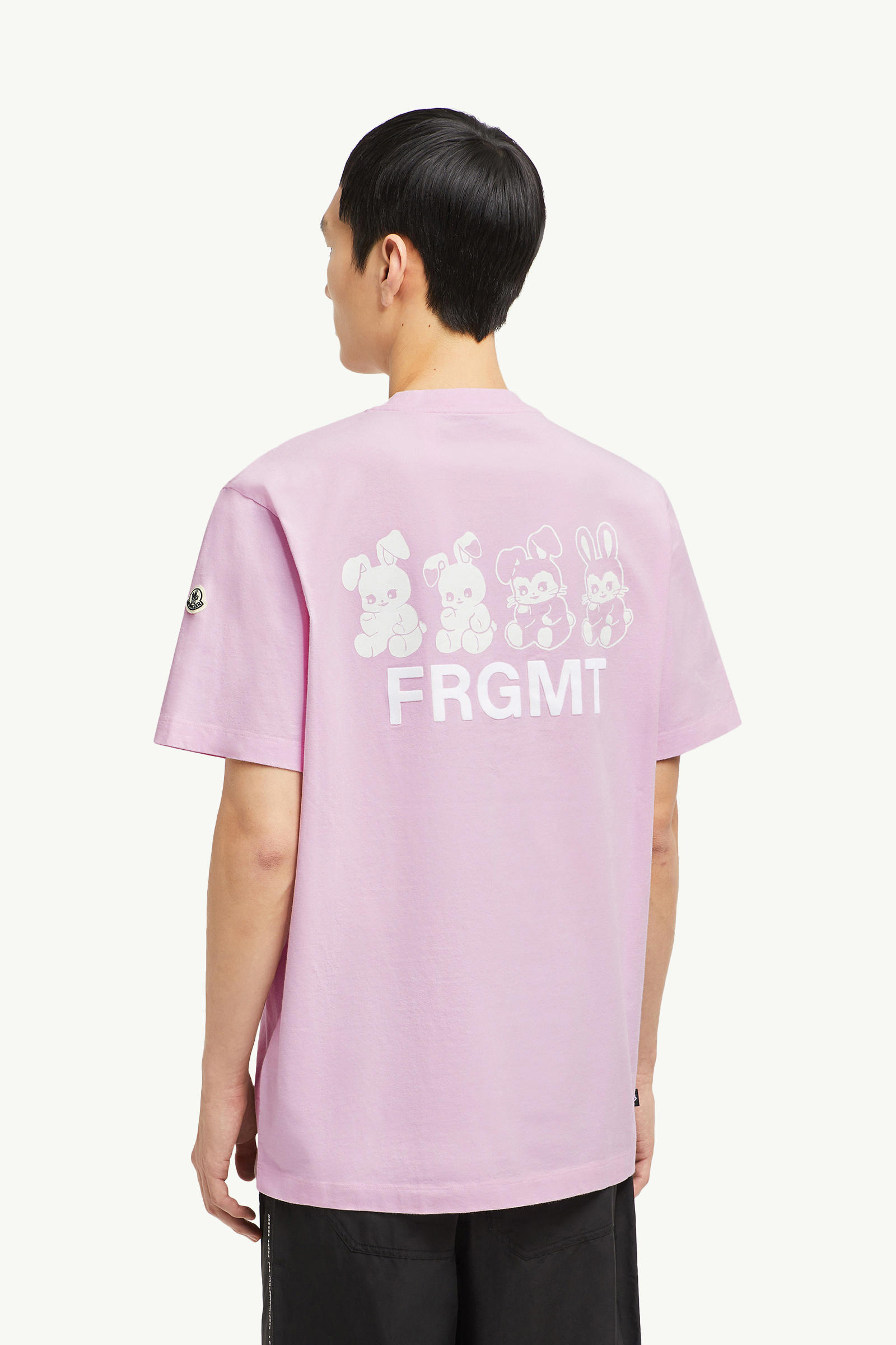 Moncler x FRGMT Cartoon Logo Cotton T-Shirt Men Light Pink Moncler 4