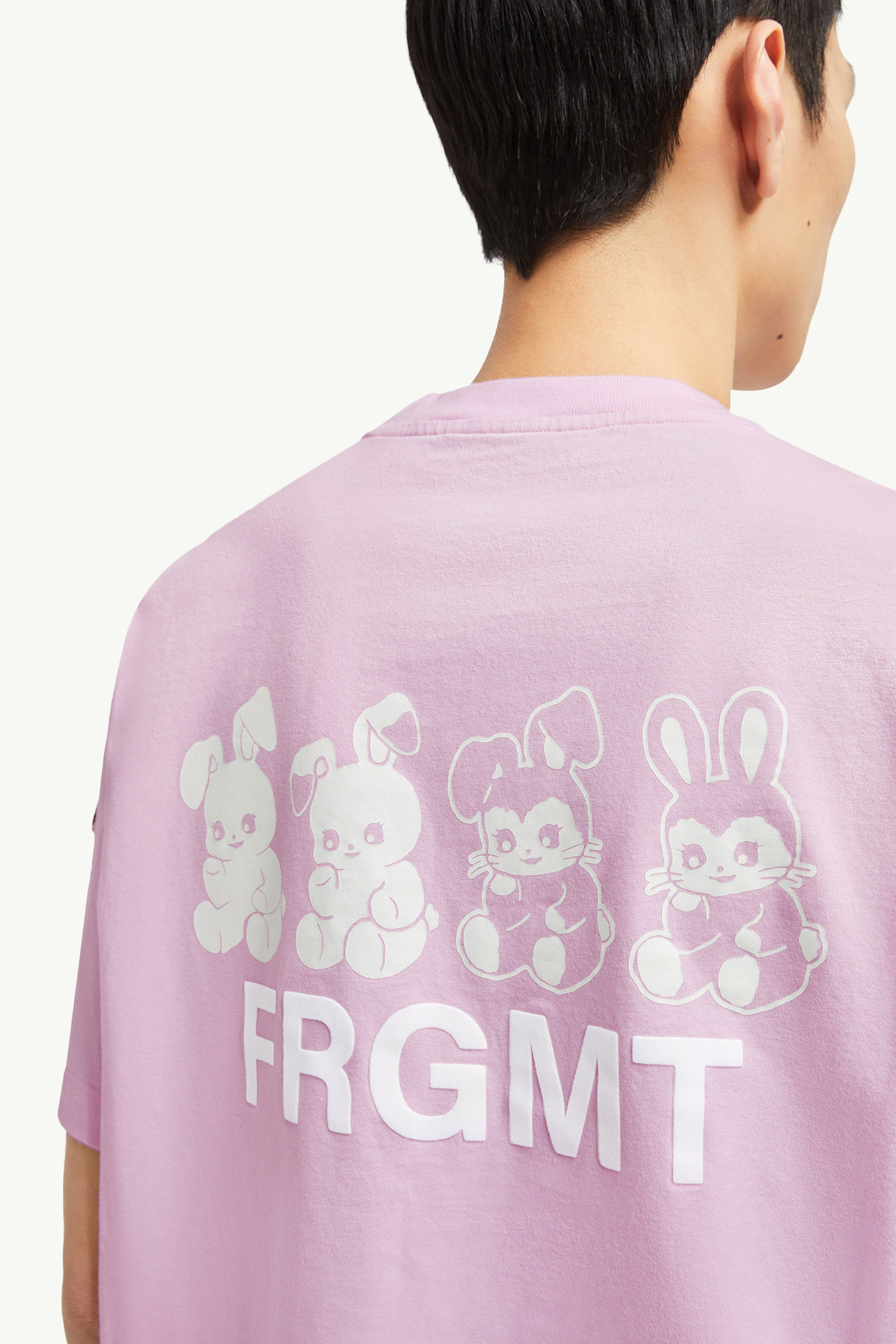 Moncler x FRGMT Cartoon Logo Cotton T-Shirt Men Light Pink Moncler 6