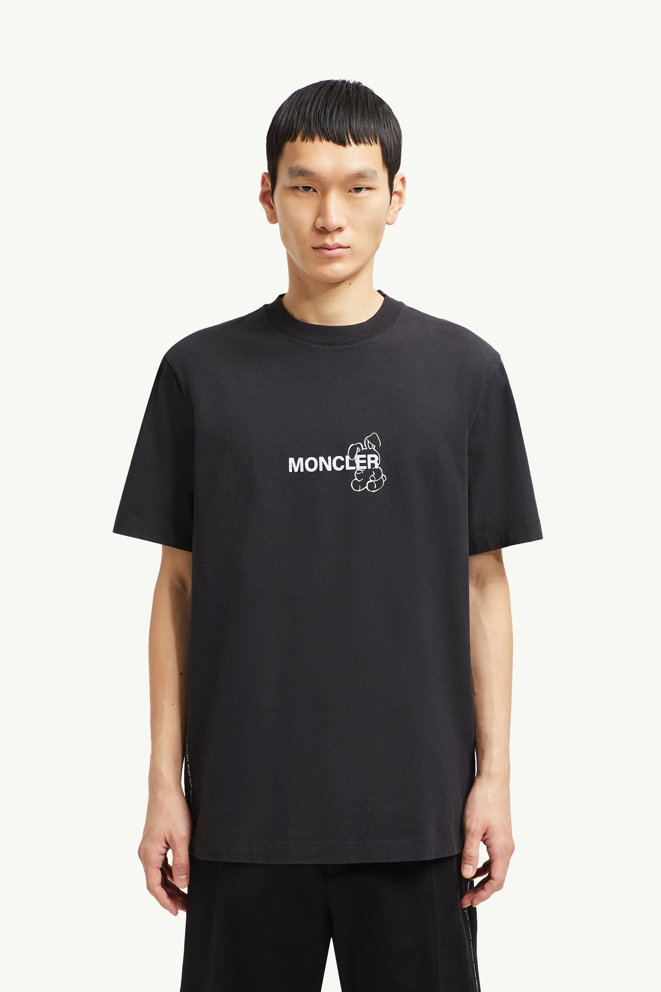 Camiseta de algodón con logotipo de dibujo Moncler x FRGMT Hombre Negro Moncler 3
