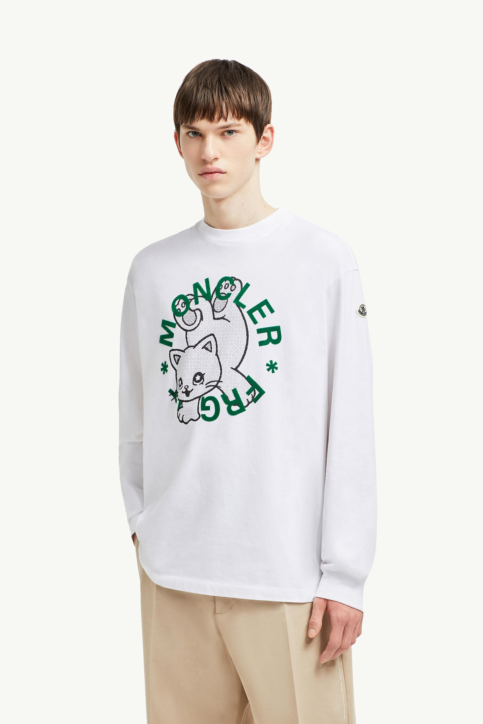 Moncler x FRGMT Cartoon Logo Long Sleeve T-Shirt Men White Moncler 0