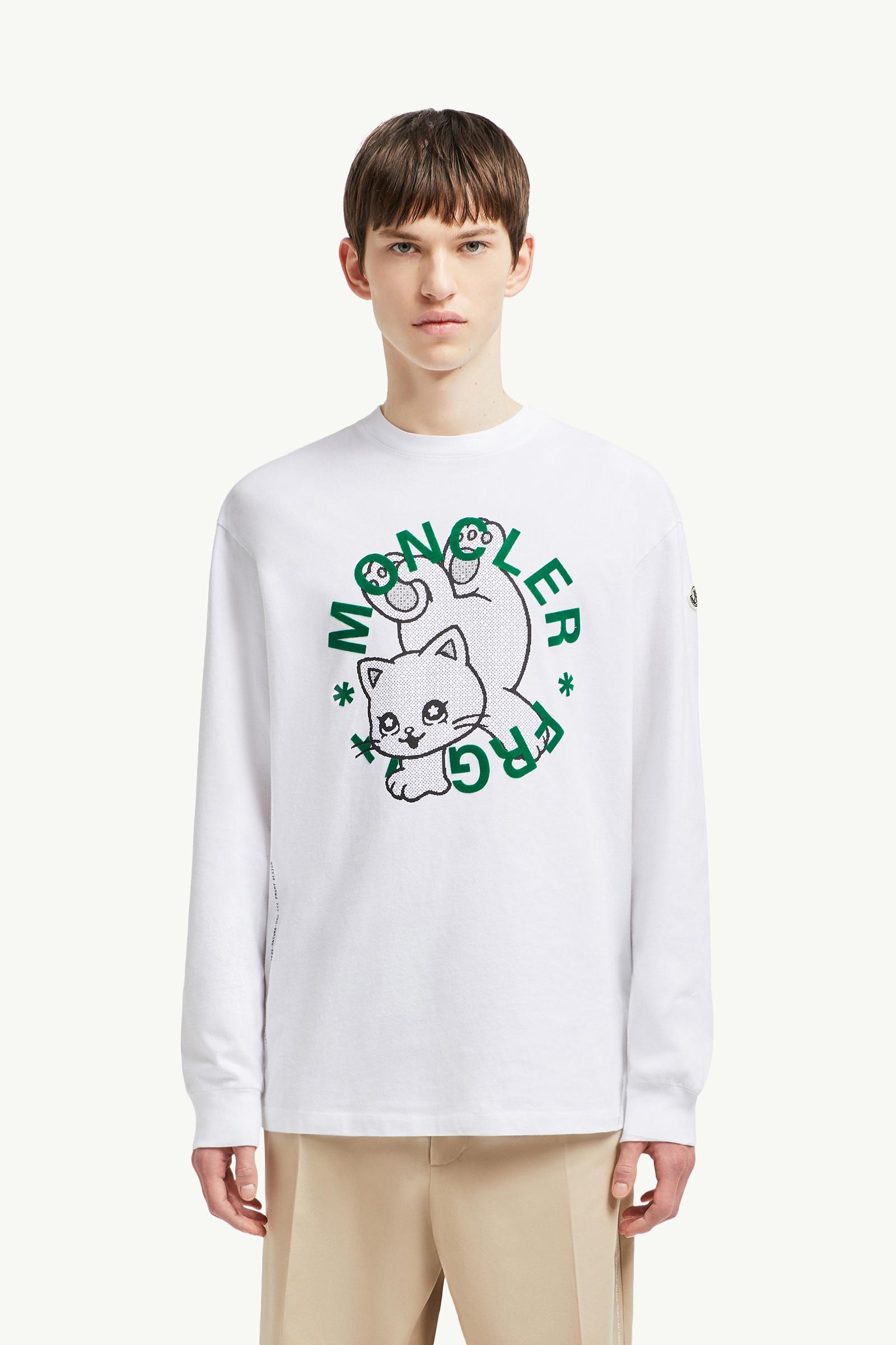 White Moncler x FRGMT Cartoon Logo Long Sleeve T-Shirt