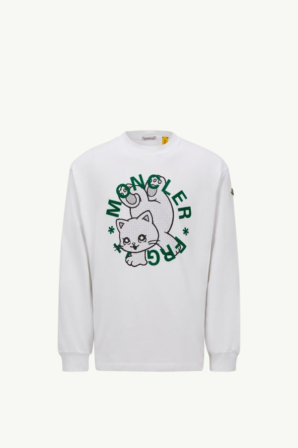 Moncler x FRGMT Cartoon Logo Long Sleeve T-Shirt Men White Moncler 2