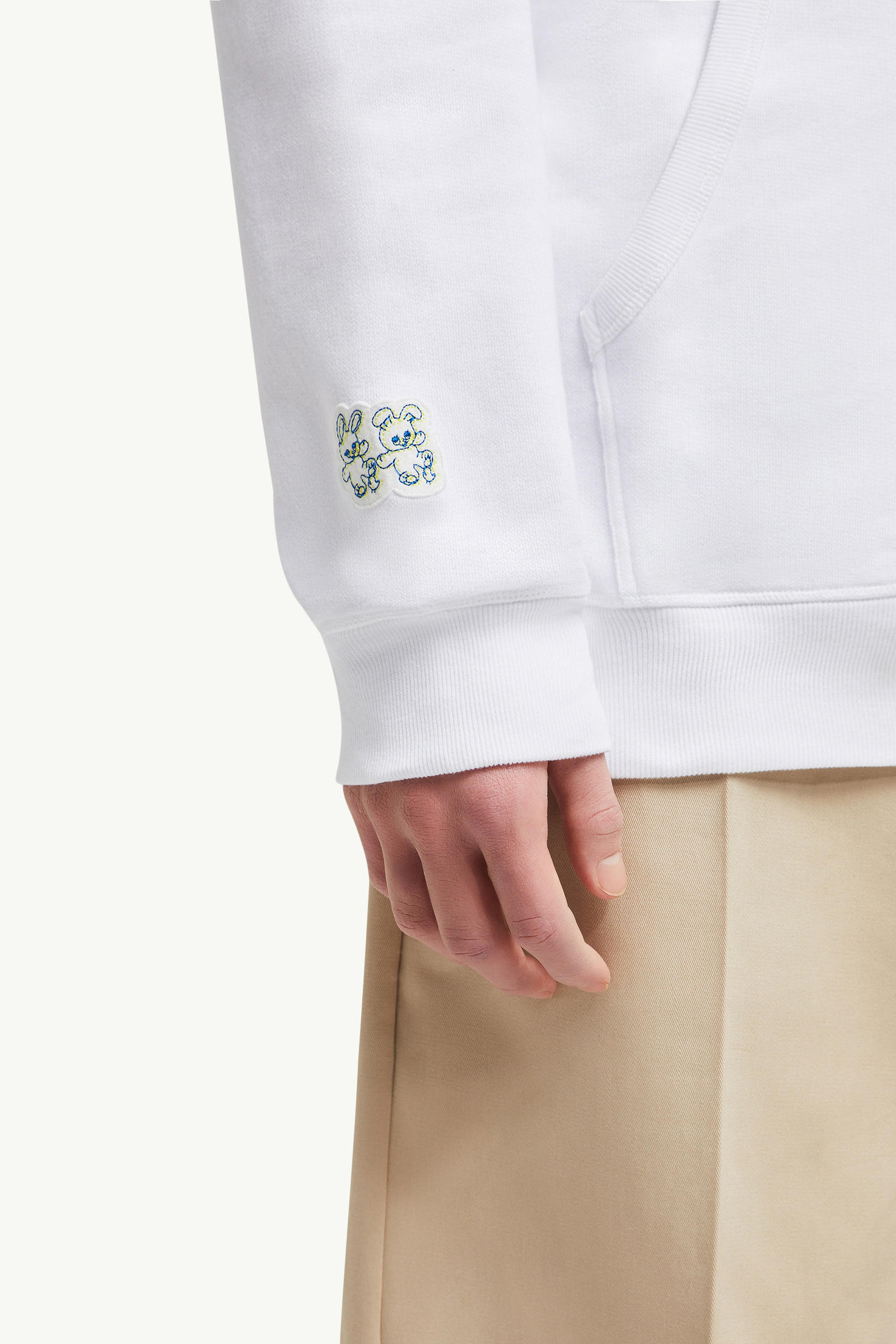 Sweat à capuche en coton à logo dessiné Moncler x FRGMT Hommes Blanc Moncler 5