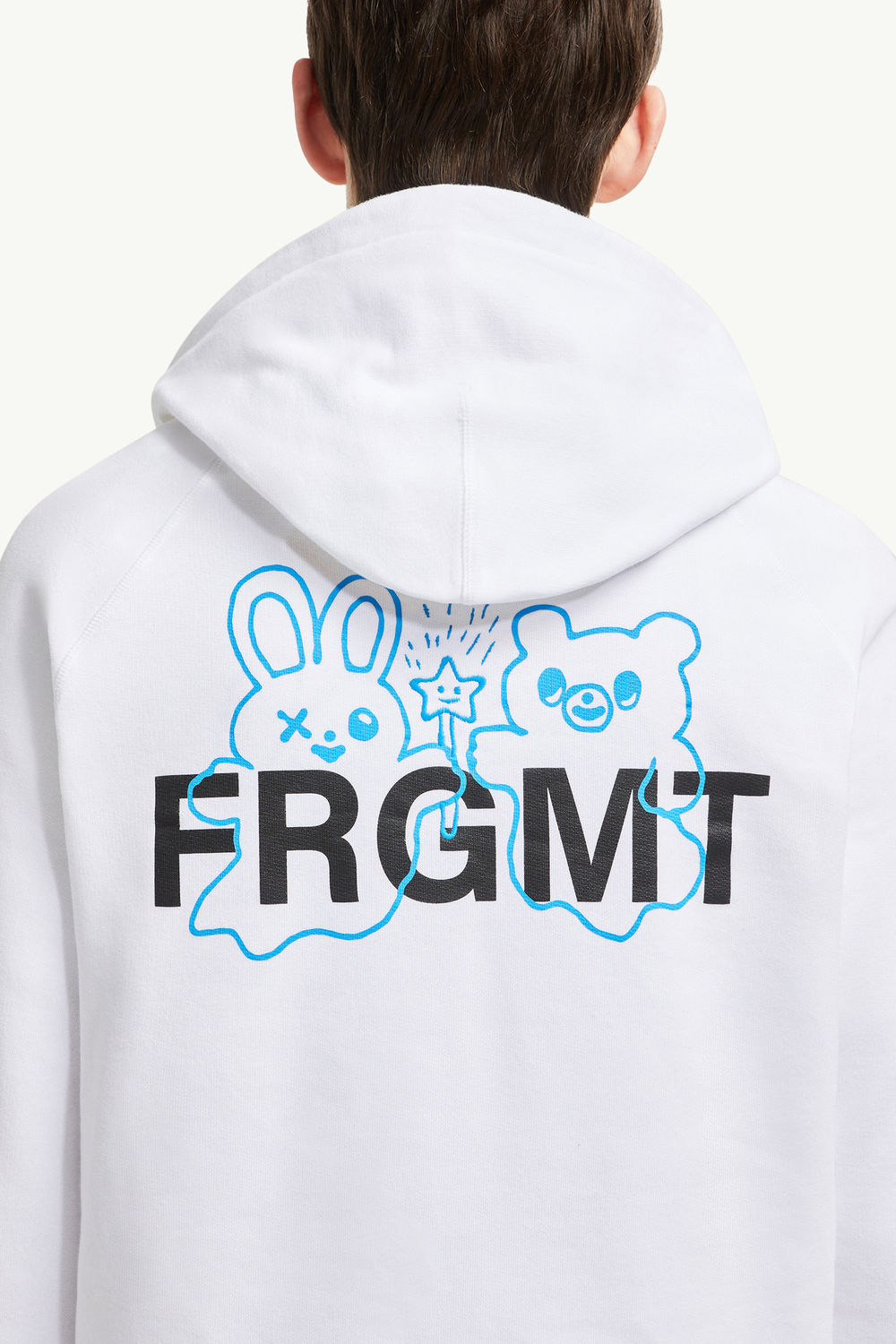 Sweat à capuche en coton à logo dessiné Moncler x FRGMT Hommes Blanc Moncler 7