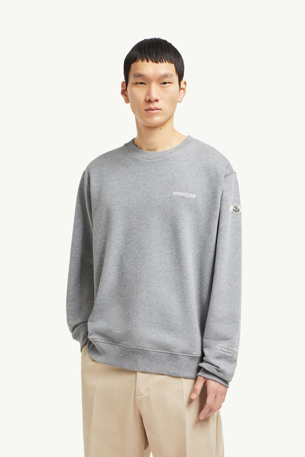 Moncler x FRGMT Maxi Logo Cotton Sweatshirt Men Gray Moncler 0