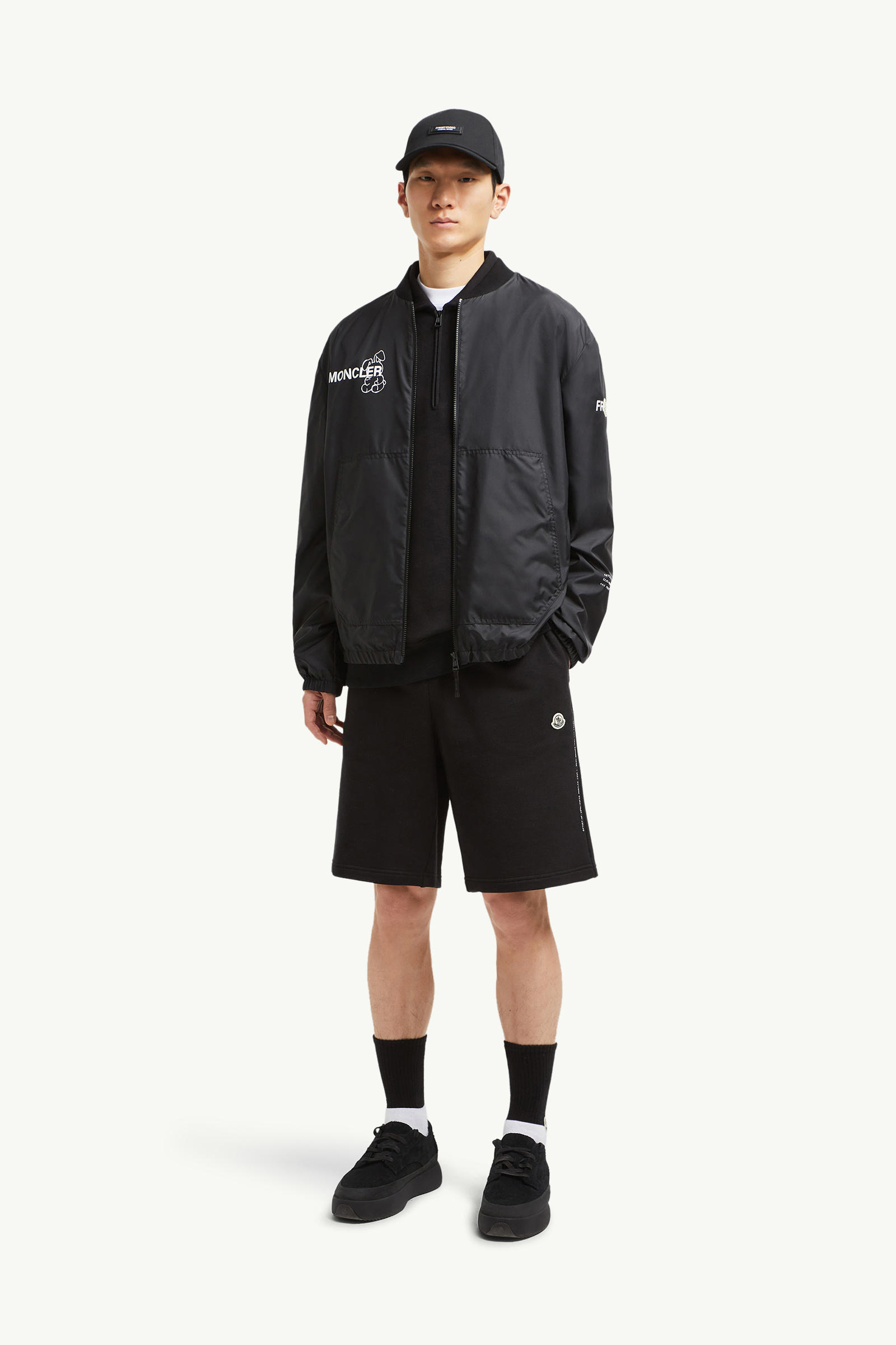 Moncler x FRGMT Embroidered Logo Cotton Shorts Men Black Moncler 0