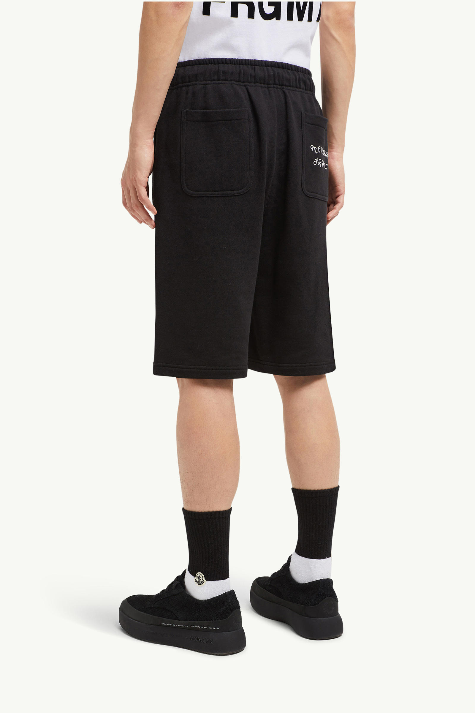 Moncler x FRGMT bestickte Logo-Baumwollshorts Herren Schwarz Moncler 4