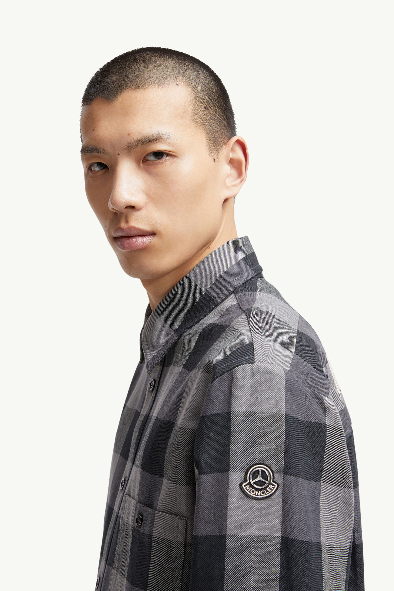 Moncler x Mercedes-Benz by NIGO格紋棉質恤衫 黑色和灰色 Moncler 1